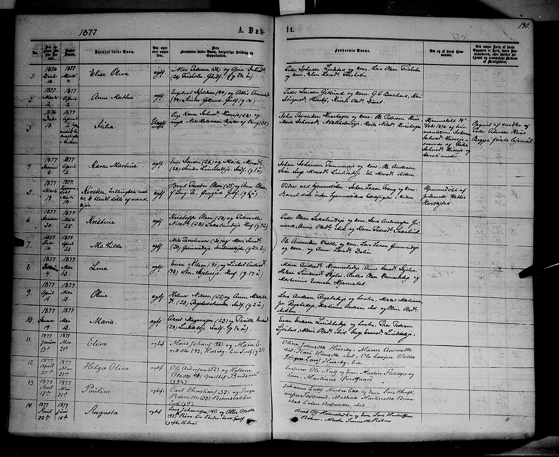 Stange prestekontor, AV/SAH-PREST-002/K/L0013: Parish register (official) no. 13, 1862-1879, p. 130