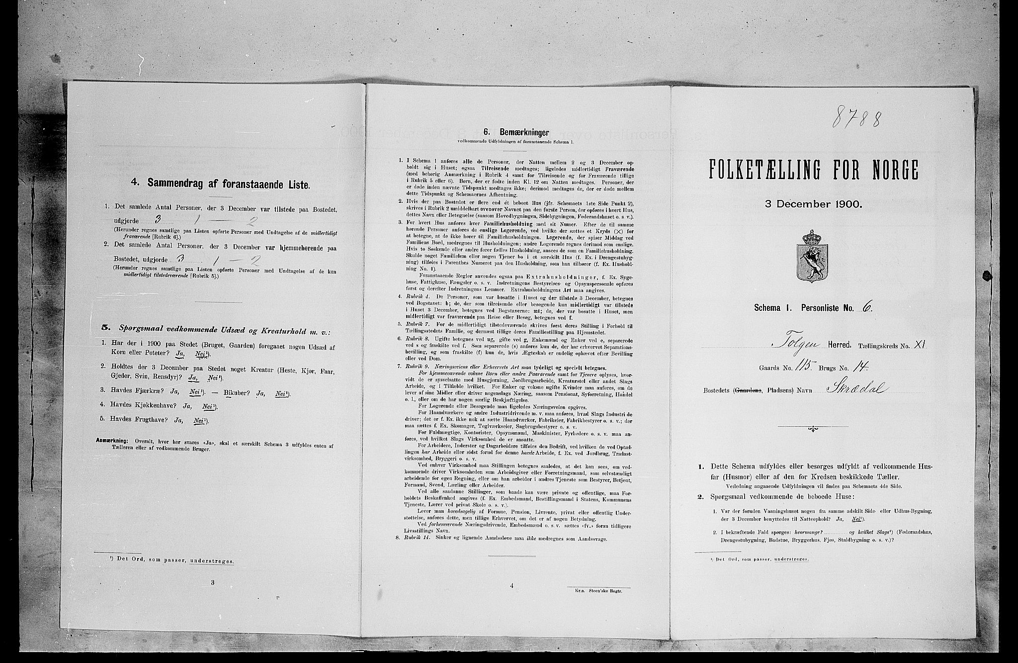 SAH, 1900 census for Tolga, 1900, p. 957