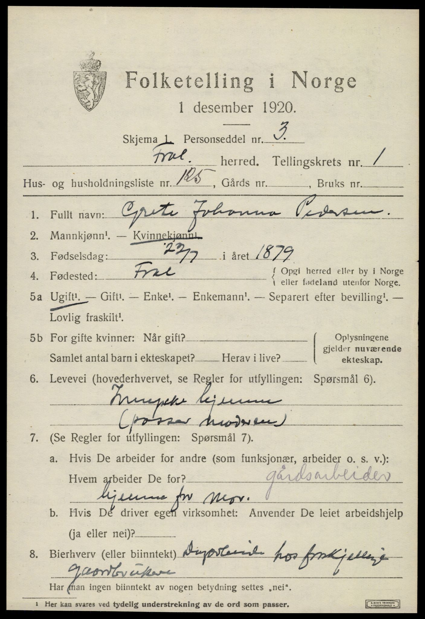 SAT, 1920 census for Frol, 1920, p. 2273