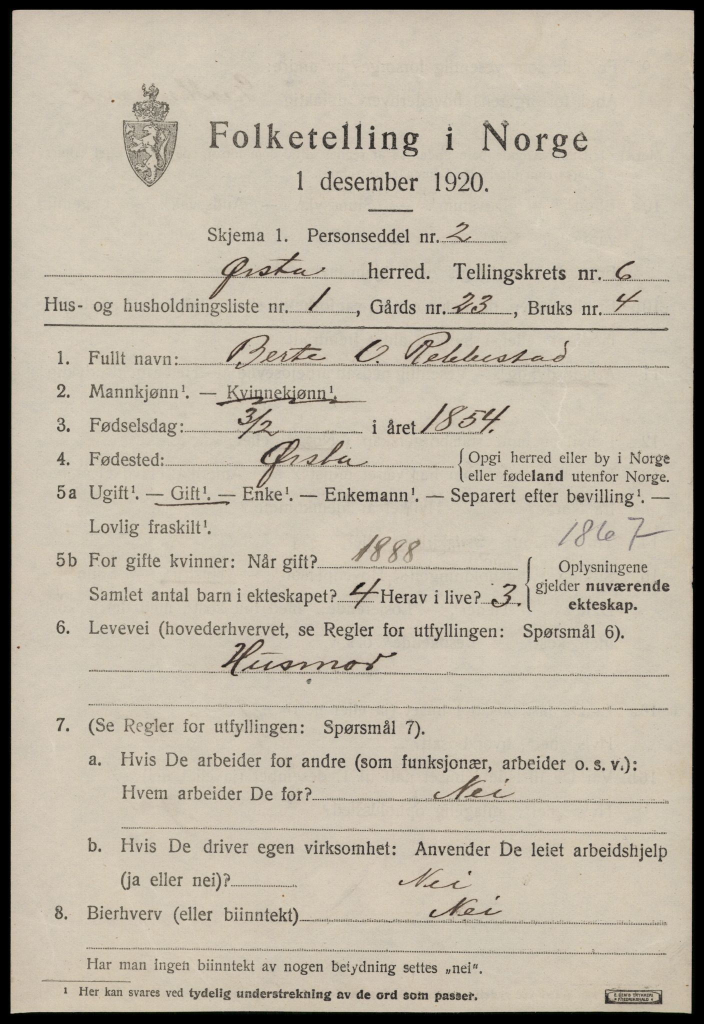 SAT, 1920 census for Ørsta, 1920, p. 4798