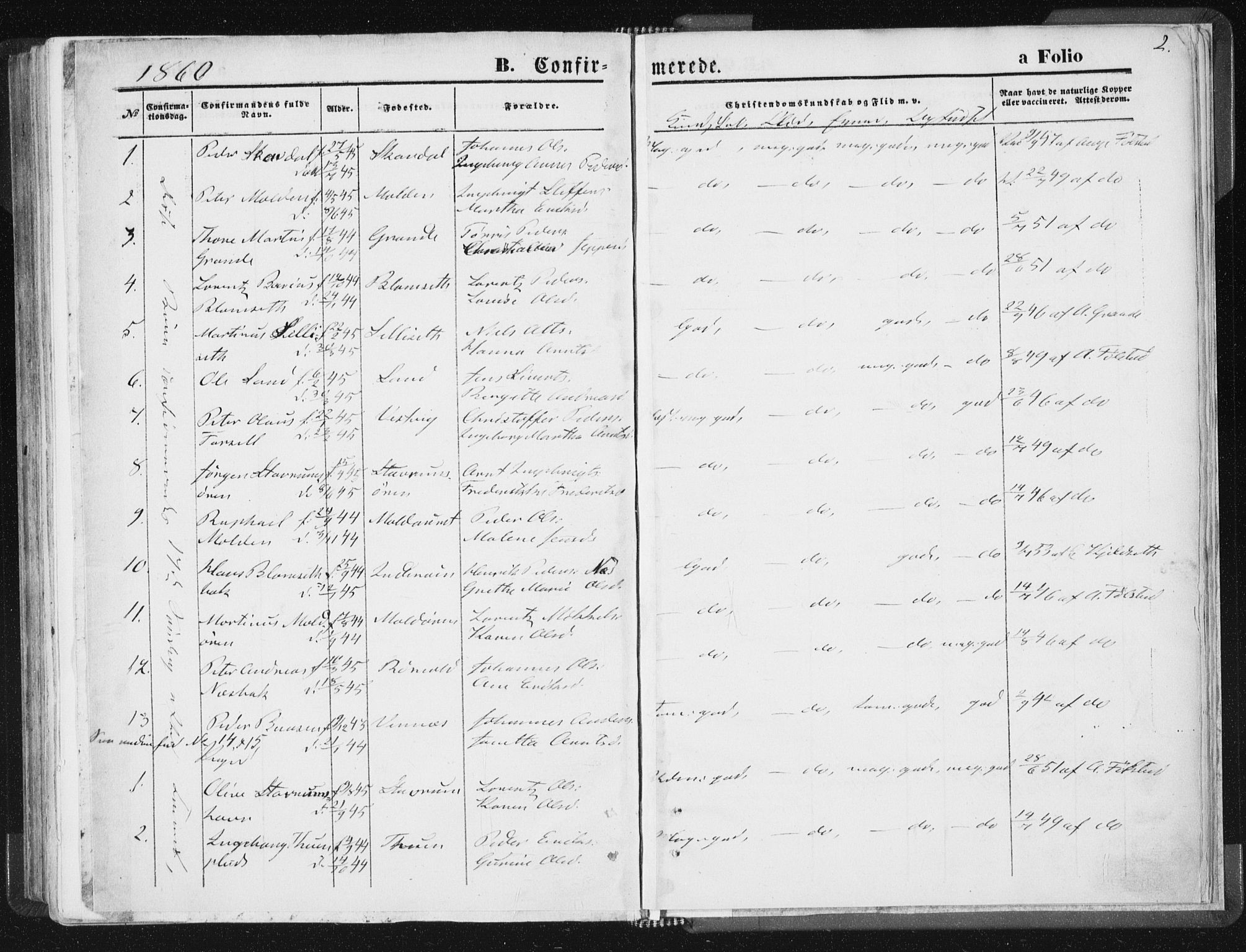 Ministerialprotokoller, klokkerbøker og fødselsregistre - Nord-Trøndelag, SAT/A-1458/744/L0418: Parish register (official) no. 744A02, 1843-1866, p. 2