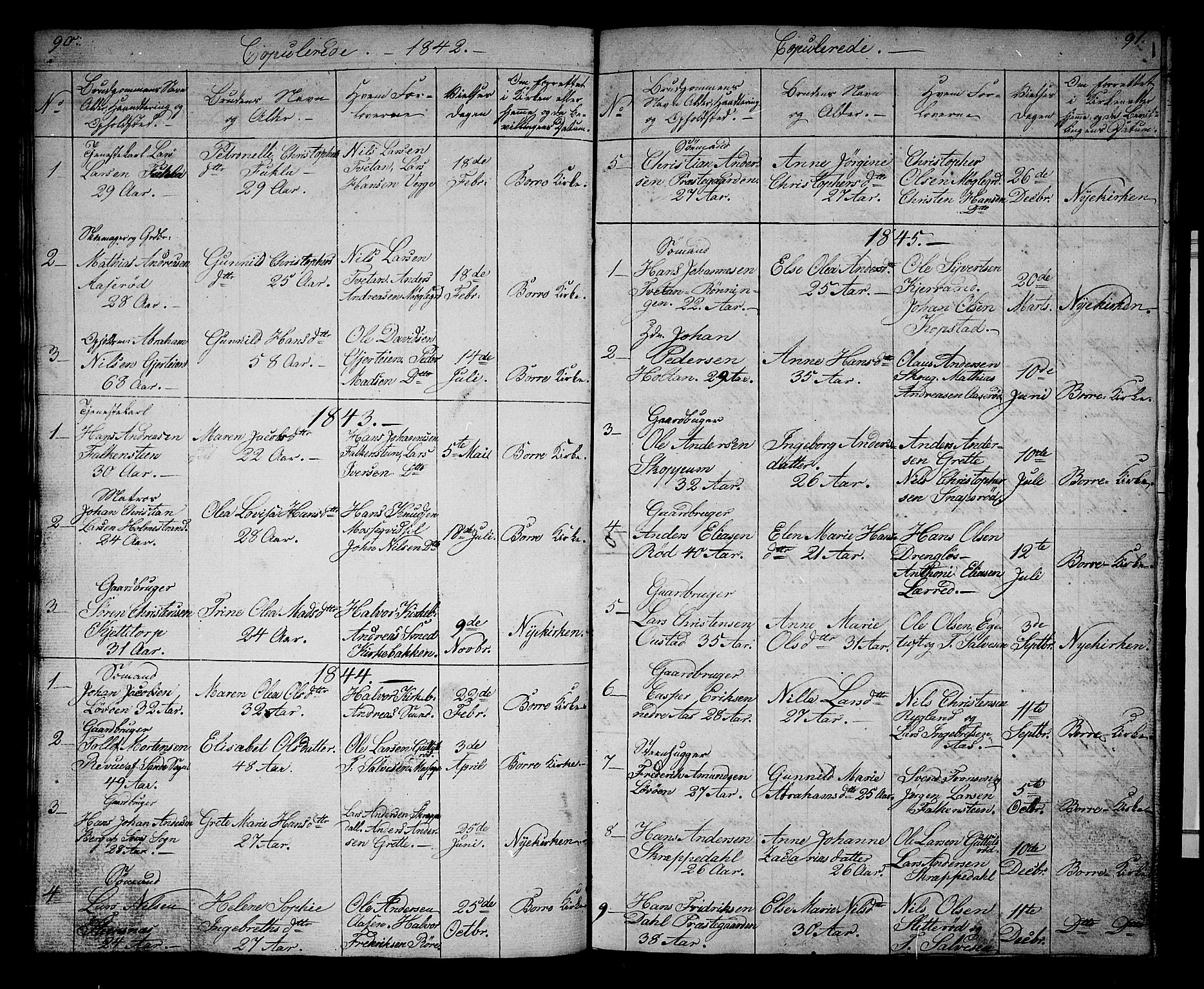 Borre kirkebøker, SAKO/A-338/G/Gb/L0001: Parish register (copy) no. II 1, 1842-1877, p. 90-91