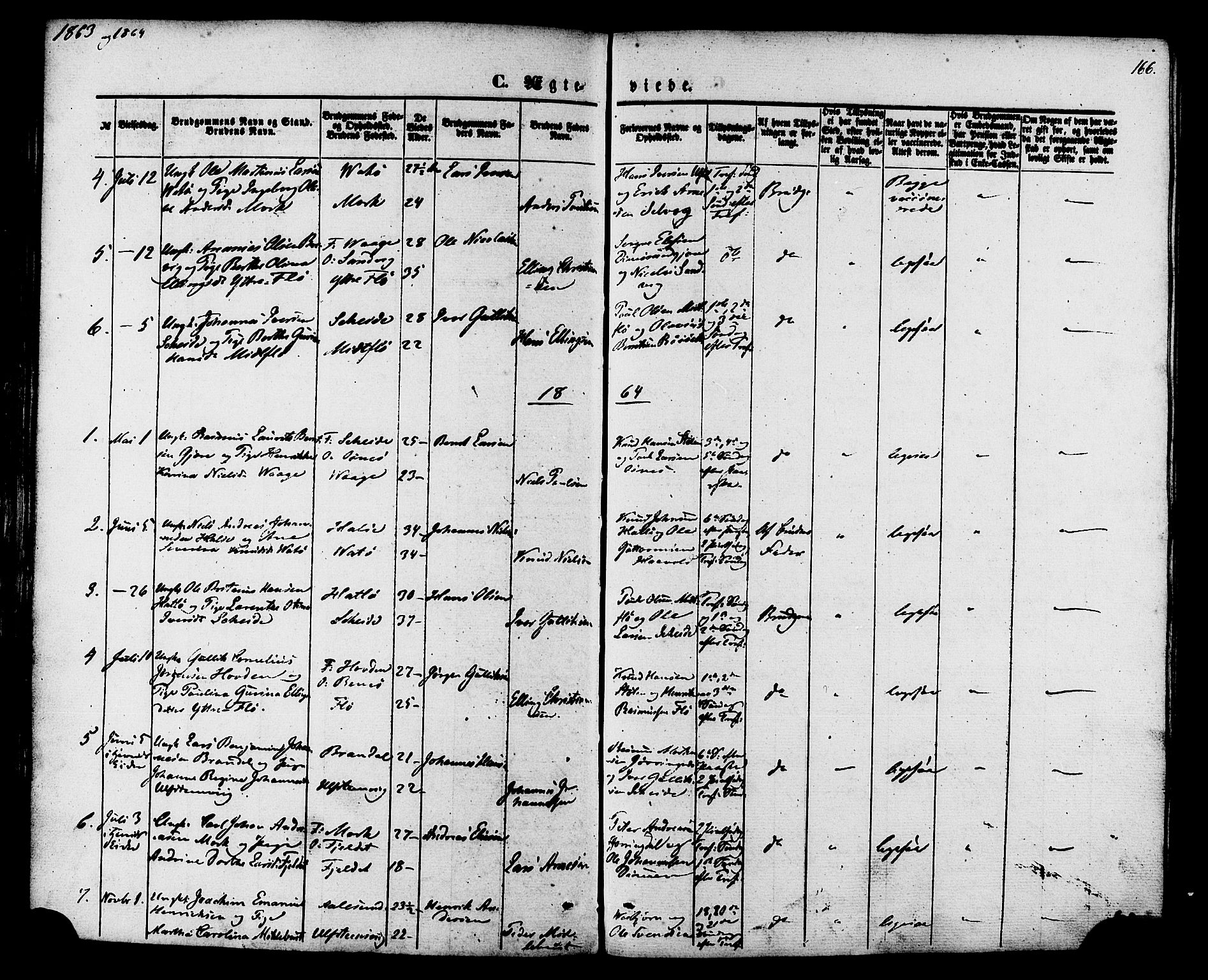 Ministerialprotokoller, klokkerbøker og fødselsregistre - Møre og Romsdal, AV/SAT-A-1454/509/L0105: Parish register (official) no. 509A03, 1848-1882, p. 166