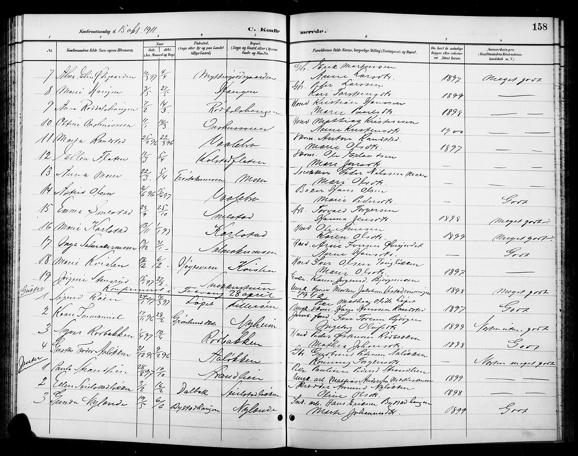 Ringebu prestekontor, SAH/PREST-082/H/Ha/Hab/L0009: Parish register (copy) no. 9, 1899-1921, p. 158