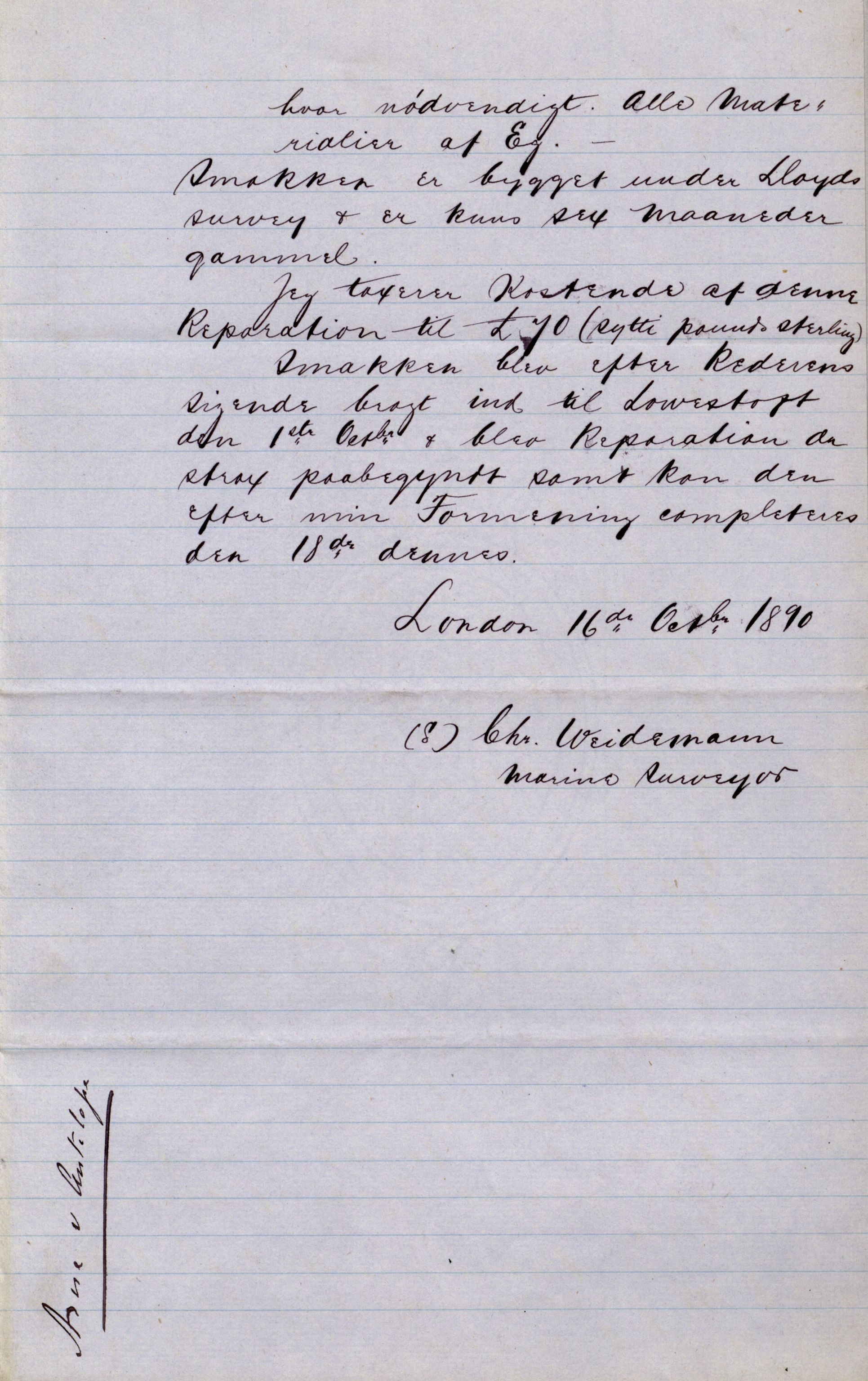 Pa 63 - Østlandske skibsassuranceforening, VEMU/A-1079/G/Ga/L0026/0008: Havaridokumenter / Bernadotte, Bardeu, Augustinus, Atlanta, Arne, 1890, p. 77