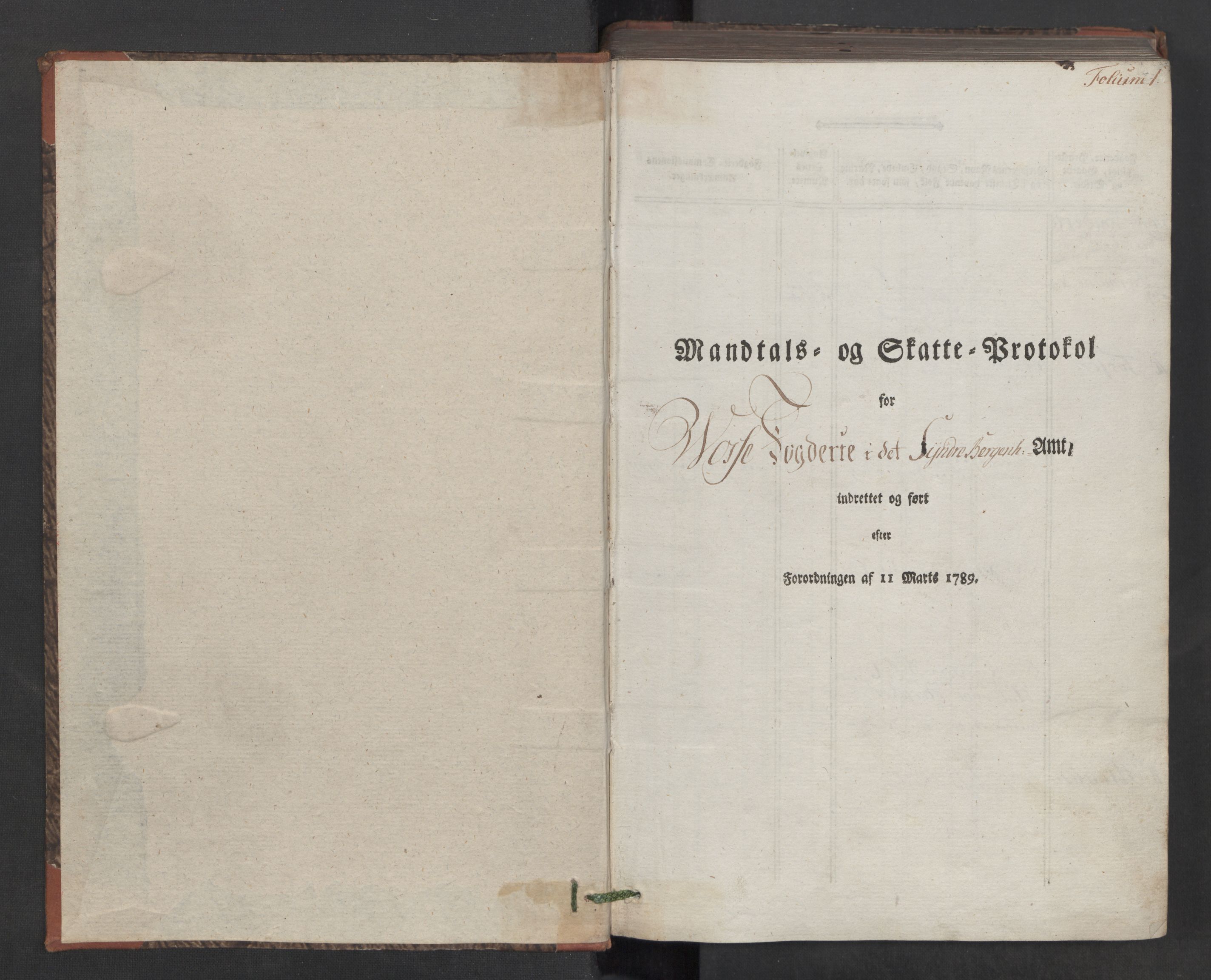 Rentekammeret inntil 1814, Reviderte regnskaper, Mindre regnskaper, RA/EA-4068/Rf/Rfe/L0030: Nordhordland og Voss fogderi, 1789, p. 1
