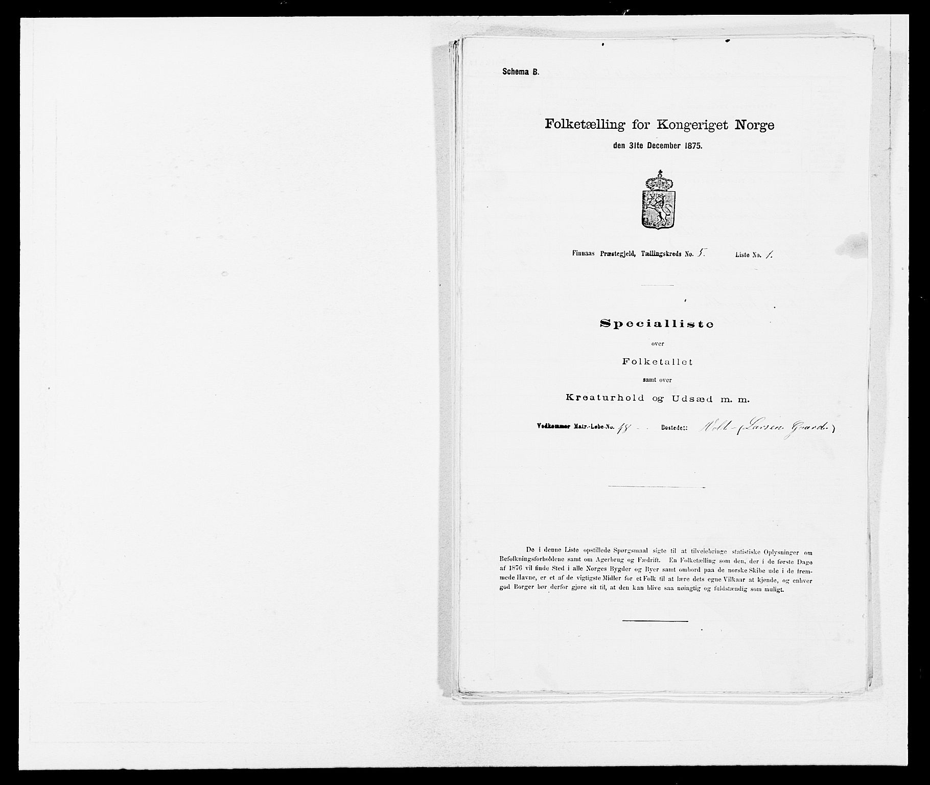 SAB, 1875 census for 1218P Finnås, 1875, p. 612