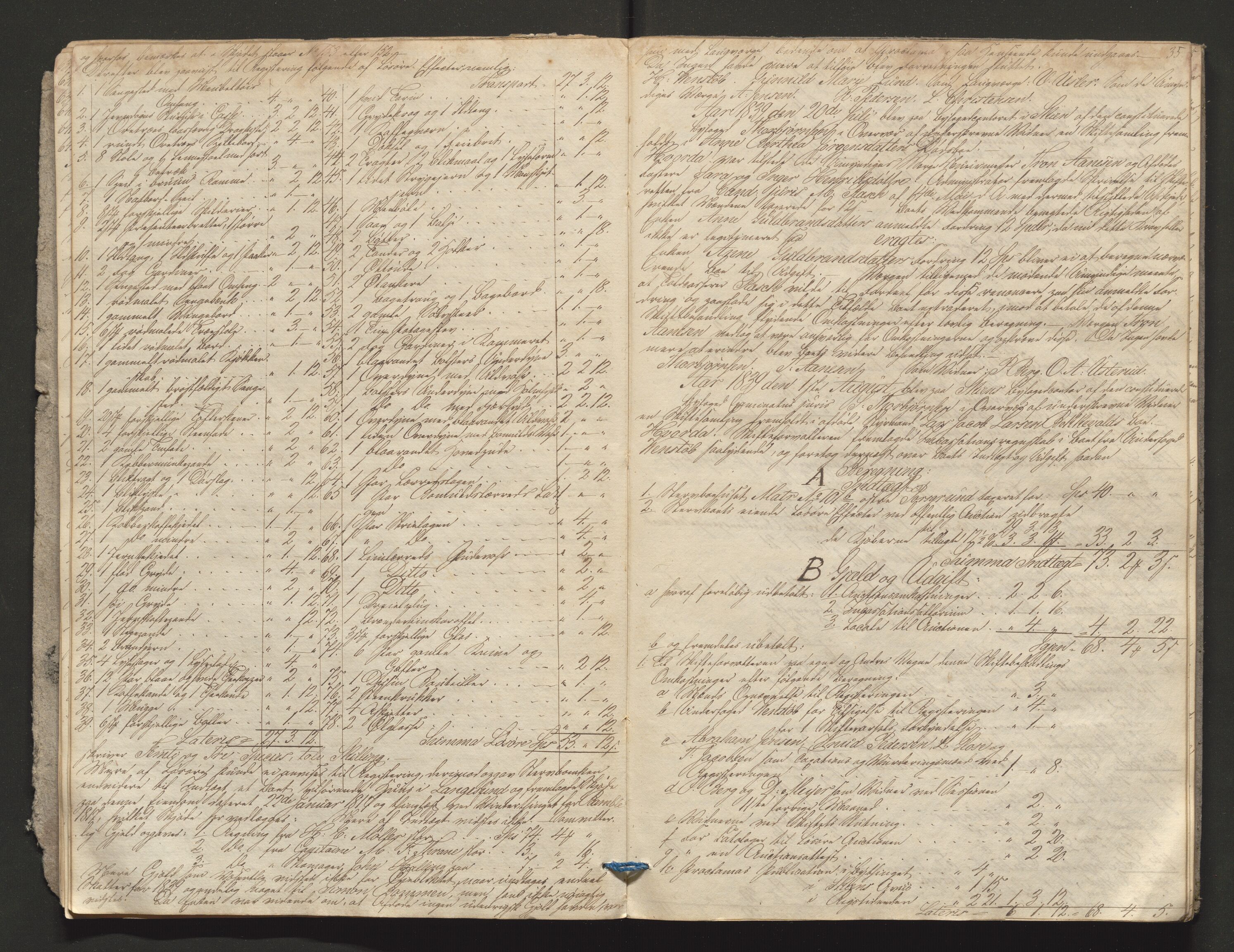 Porsgrunn byfogd, AV/SAKO-A-106/H/Hb/L0003: Skifteprotokoll, 1839-1842, p. 34-35
