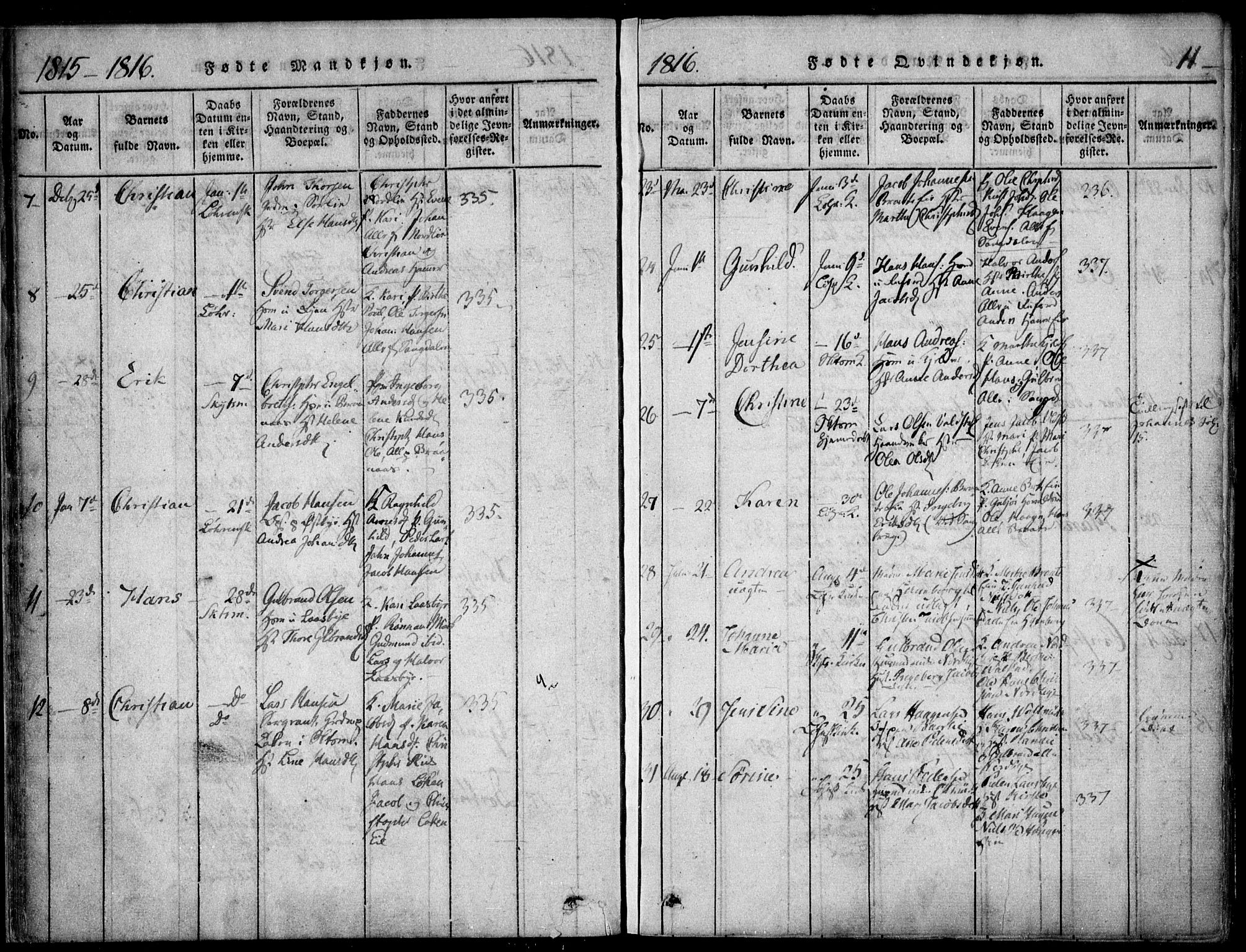 Skedsmo prestekontor Kirkebøker, SAO/A-10033a/F/Fa/L0008: Parish register (official) no. I 8, 1815-1829, p. 11