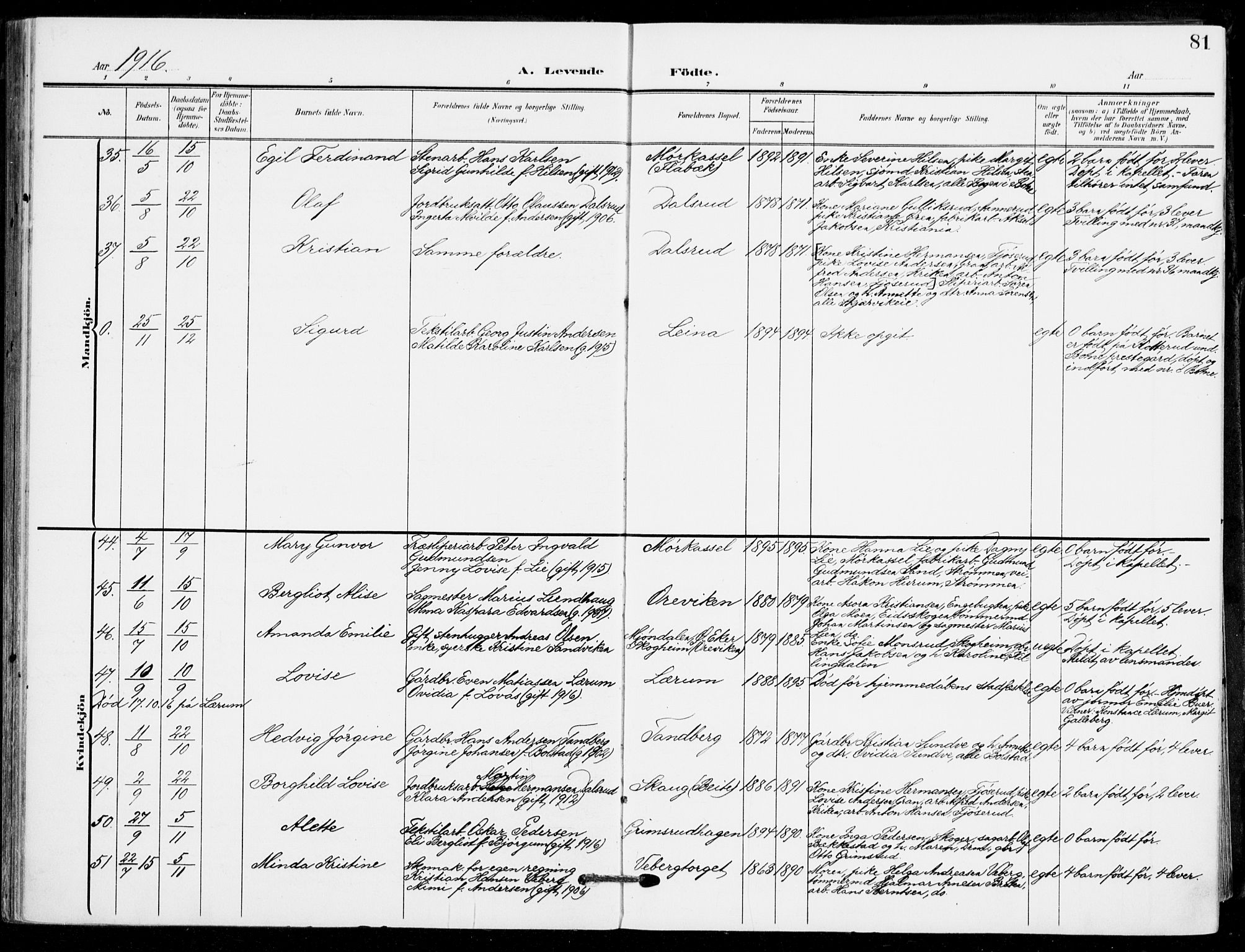 Sande Kirkebøker, AV/SAKO-A-53/F/Fa/L0008: Parish register (official) no. 8, 1904-1921, p. 81