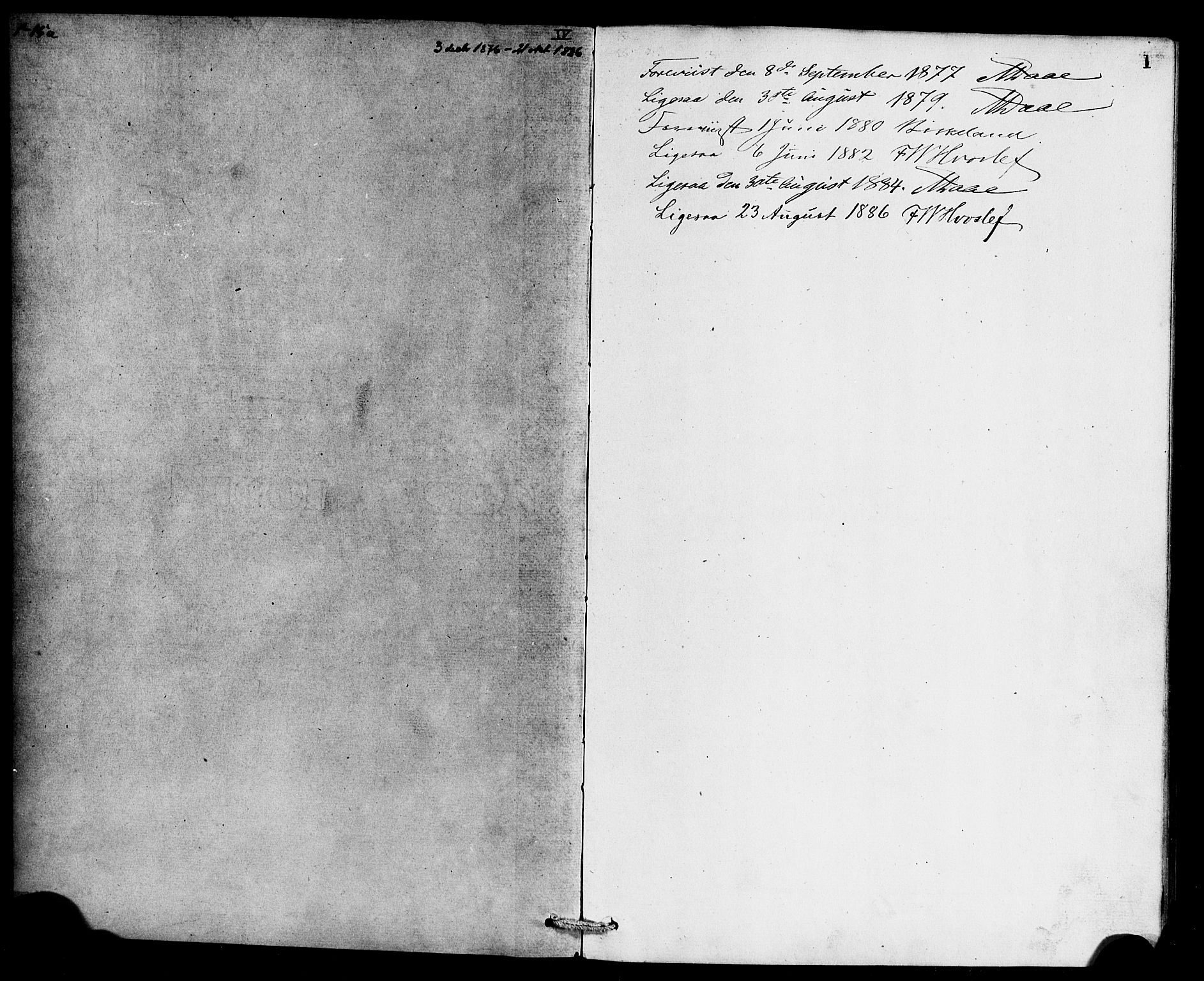 Jostedal sokneprestembete, AV/SAB-A-80601/H/Haa/Haaa/L0006: Parish register (official) no. A 6, 1877-1886, p. 1