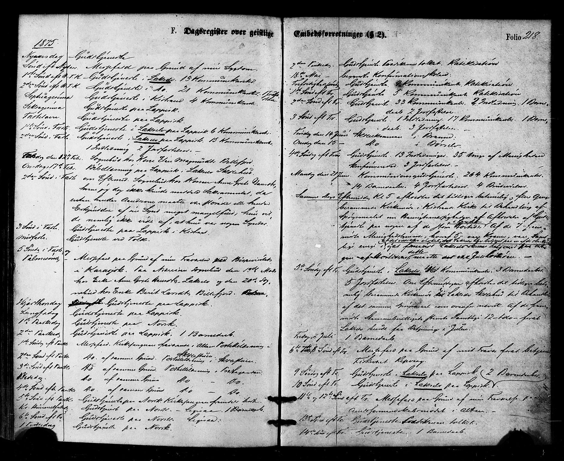 Kistrand/Porsanger sokneprestembete, SATØ/S-1351/H/Ha/L0006.kirke: Parish register (official) no. 6, 1875-1880, p. 218