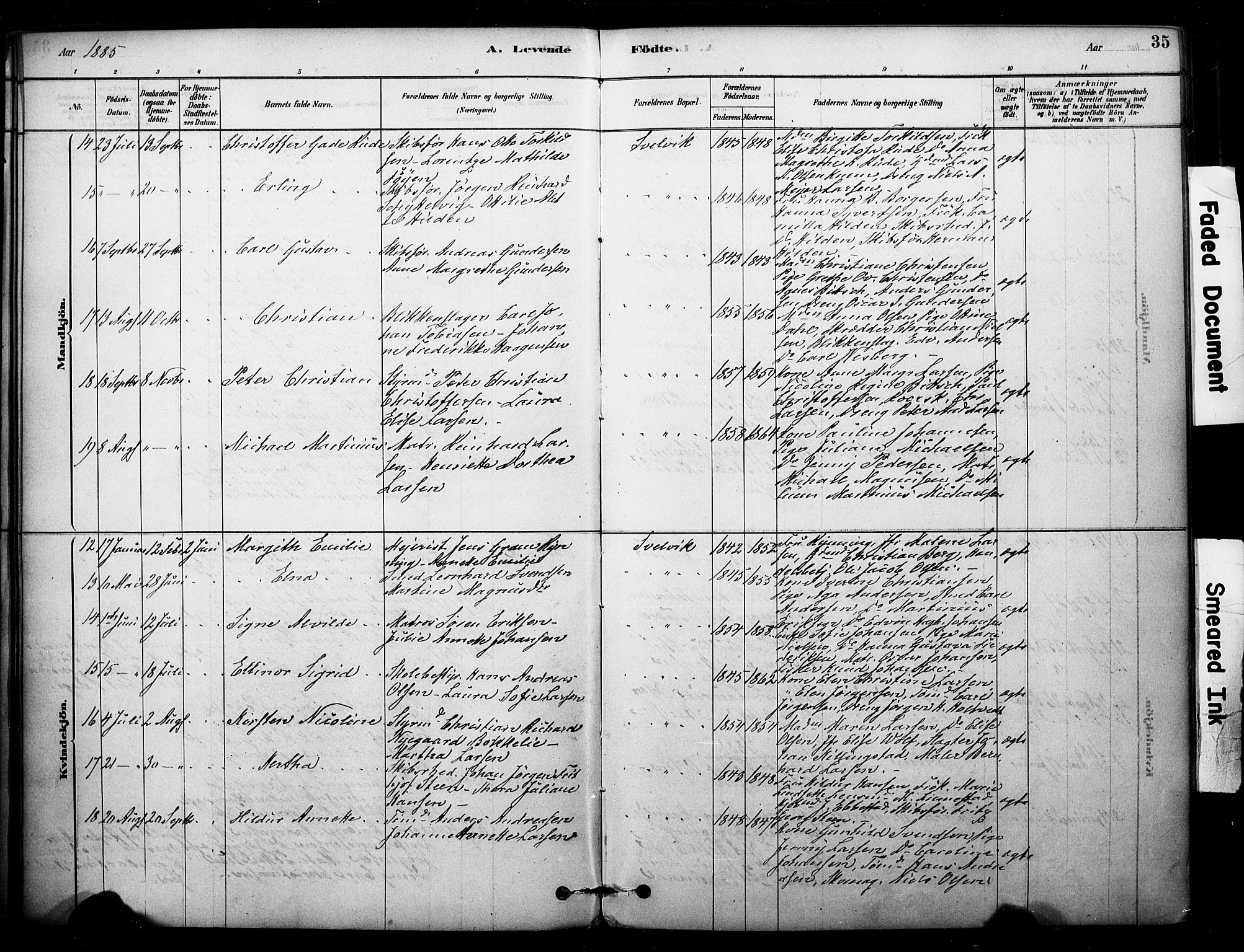 Strømm kirkebøker, AV/SAKO-A-322/F/Fb/L0001: Parish register (official) no. II 1, 1878-1899, p. 35