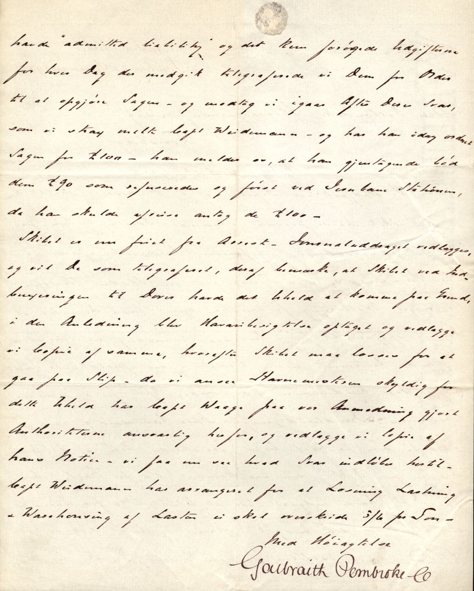 Pa 63 - Østlandske skibsassuranceforening, VEMU/A-1079/G/Ga/L0027/0001: Havaridokumenter / Magnolia, Kong Carl, Louise, Lindsay, Activ av Flekkefjord, 1891, p. 46