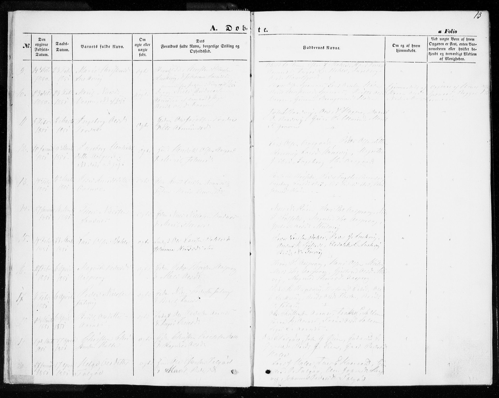 Ministerialprotokoller, klokkerbøker og fødselsregistre - Møre og Romsdal, AV/SAT-A-1454/592/L1026: Parish register (official) no. 592A04, 1849-1867, p. 13