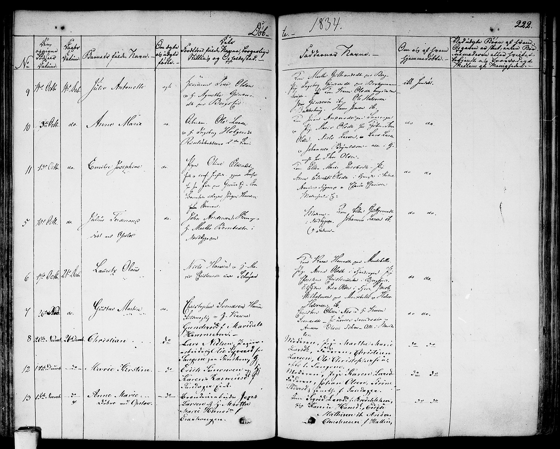 Aker prestekontor kirkebøker, AV/SAO-A-10861/F/L0013: Parish register (official) no. 13, 1828-1837, p. 222