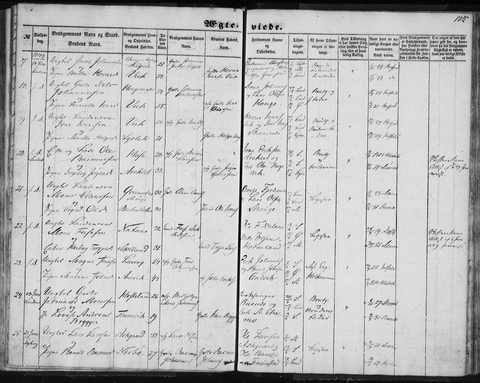 Lindås Sokneprestembete, AV/SAB-A-76701/H/Haa/Haaa/L0013: Parish register (official) no. A 13, 1848-1862, p. 105