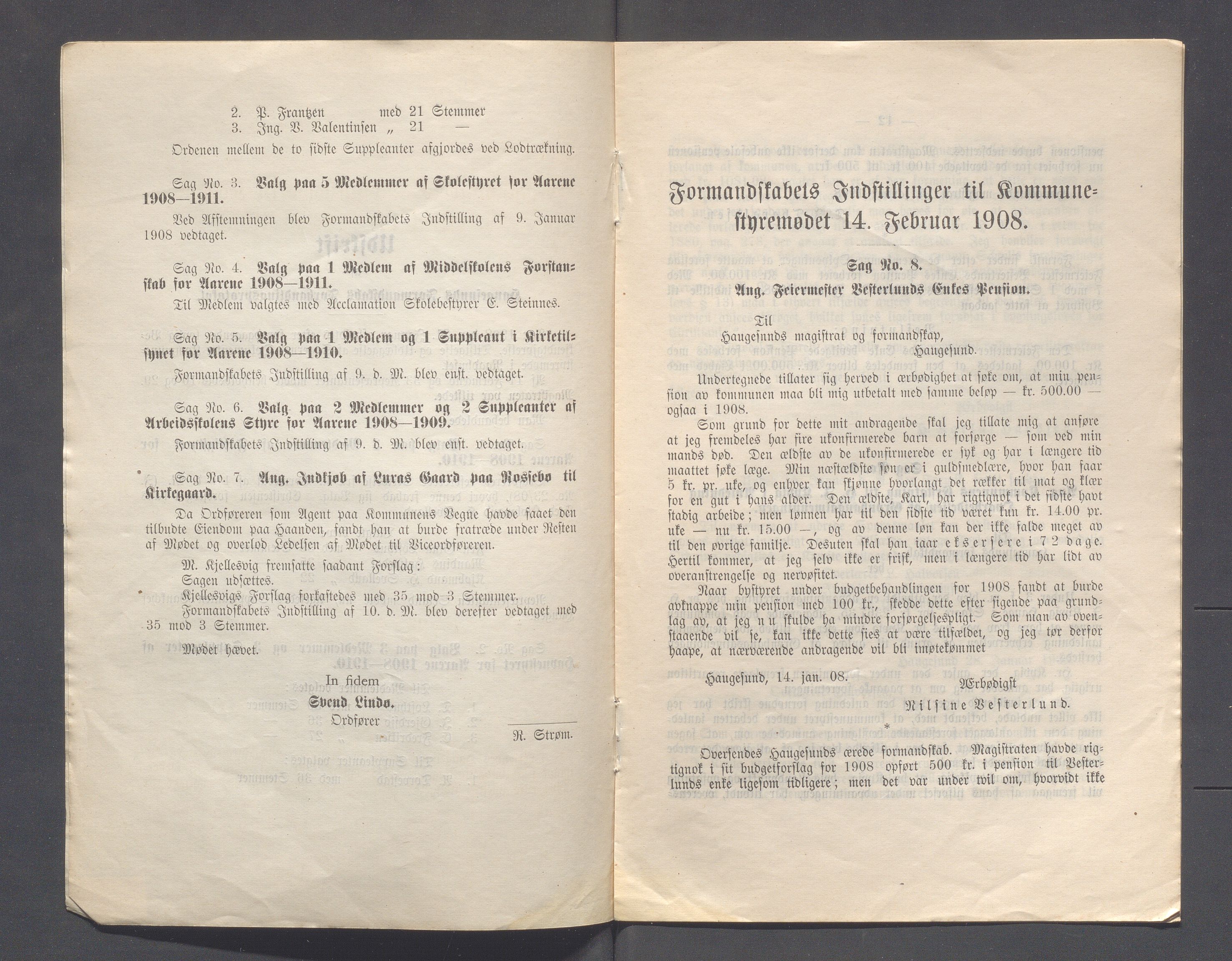 Haugesund kommune - Formannskapet og Bystyret, IKAR/A-740/A/Abb/L0002: Bystyreforhandlinger, 1908-1917, p. 8