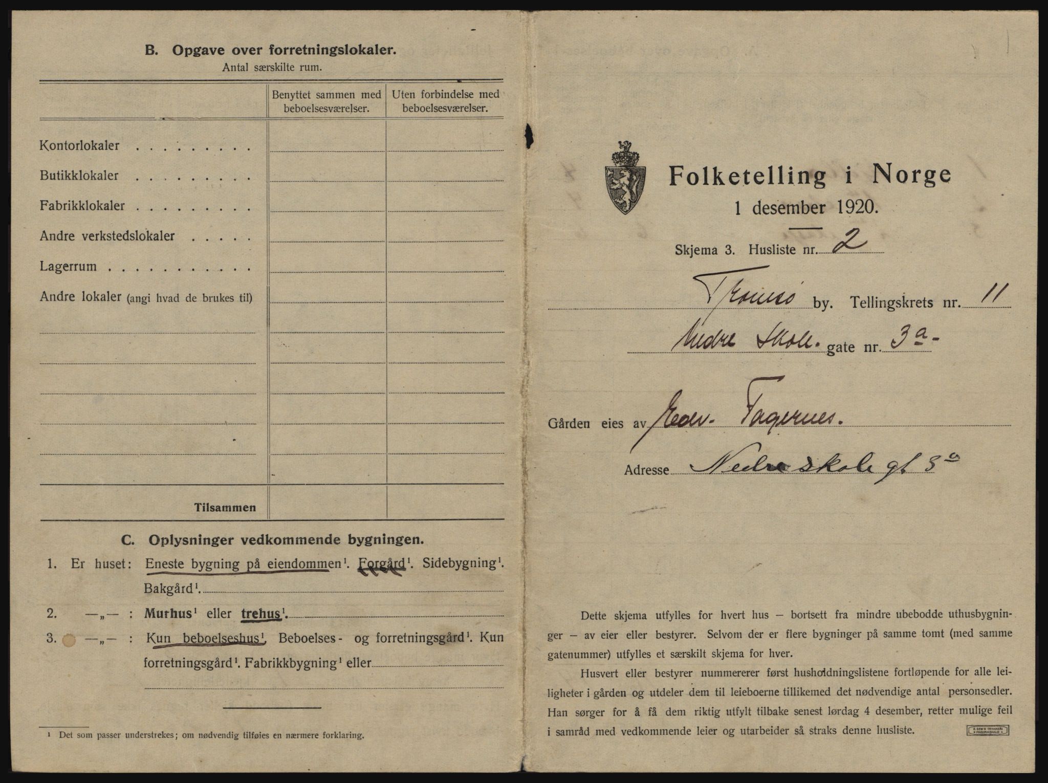 SATØ, 1920 census for Tromsø, 1920, p. 1827