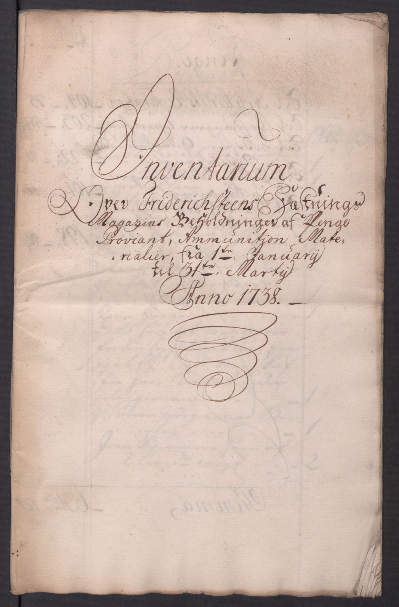 Kommanderende general (KG I) med Det norske krigsdirektorium, RA/EA-5419/D/L0154: Fredriksten festning: Brev, inventarfortegnelser og regnskapsekstrakter, 1730-1739, p. 640