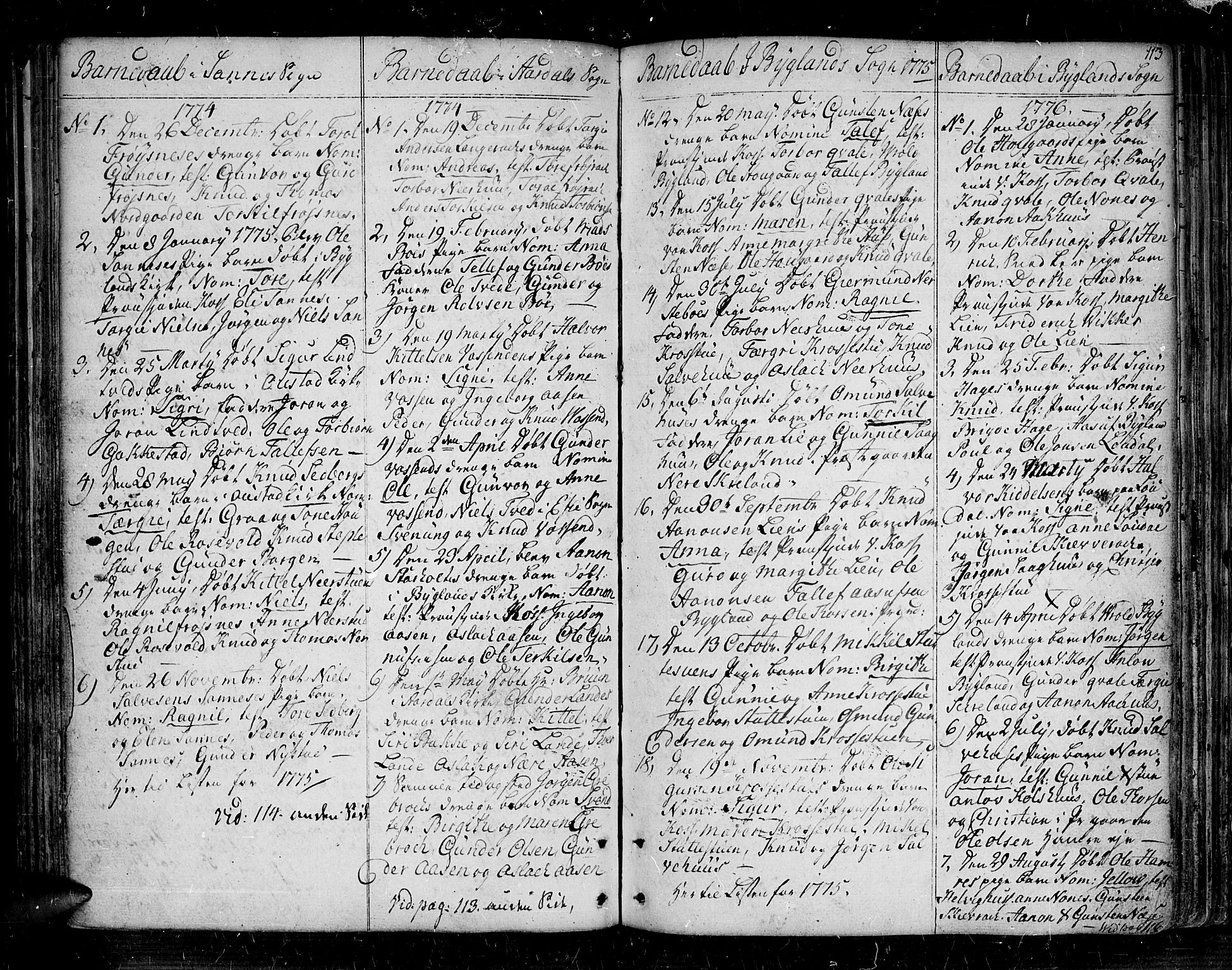 Bygland sokneprestkontor, SAK/1111-0006/F/Fa/Fab/L0002: Parish register (official) no. A 2, 1766-1816, p. 113