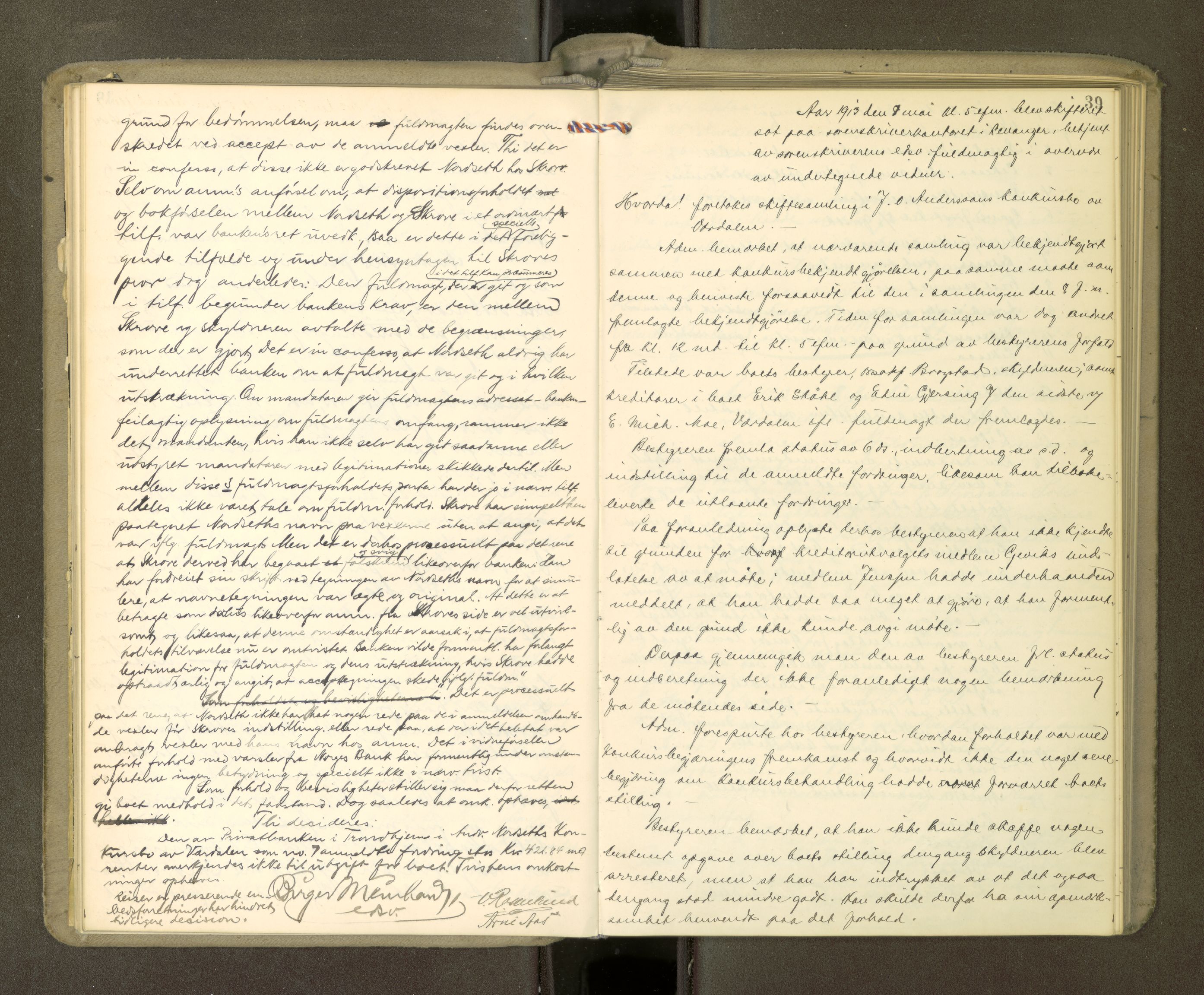 Stjør- og Verdal sorenskriveri, AV/SAT-A-4167/1/3/3B/L0012: Skifteforhandlingsprotokoll, 1912-1919, p. 39