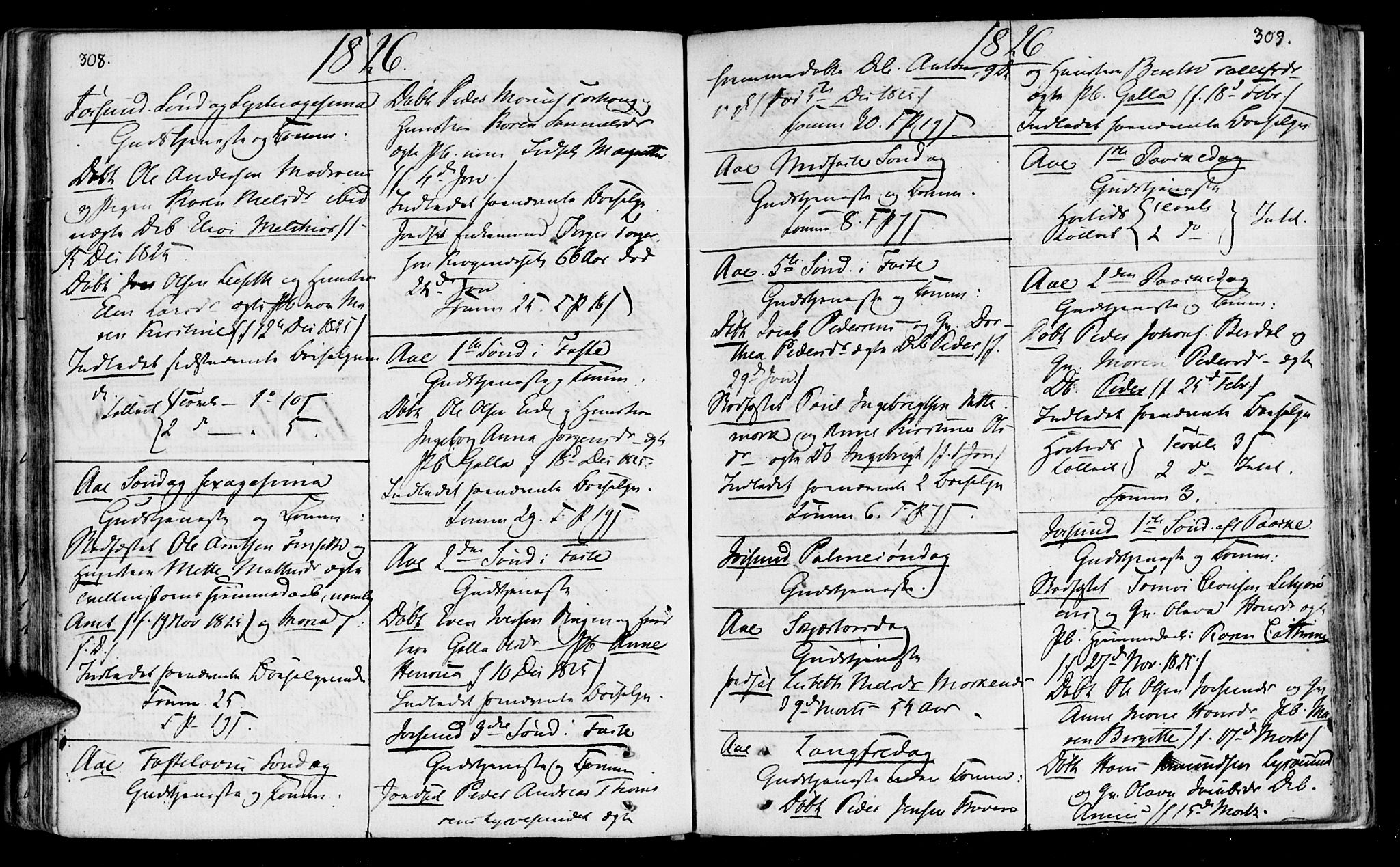 Ministerialprotokoller, klokkerbøker og fødselsregistre - Sør-Trøndelag, SAT/A-1456/655/L0674: Parish register (official) no. 655A03, 1802-1826, p. 308-309