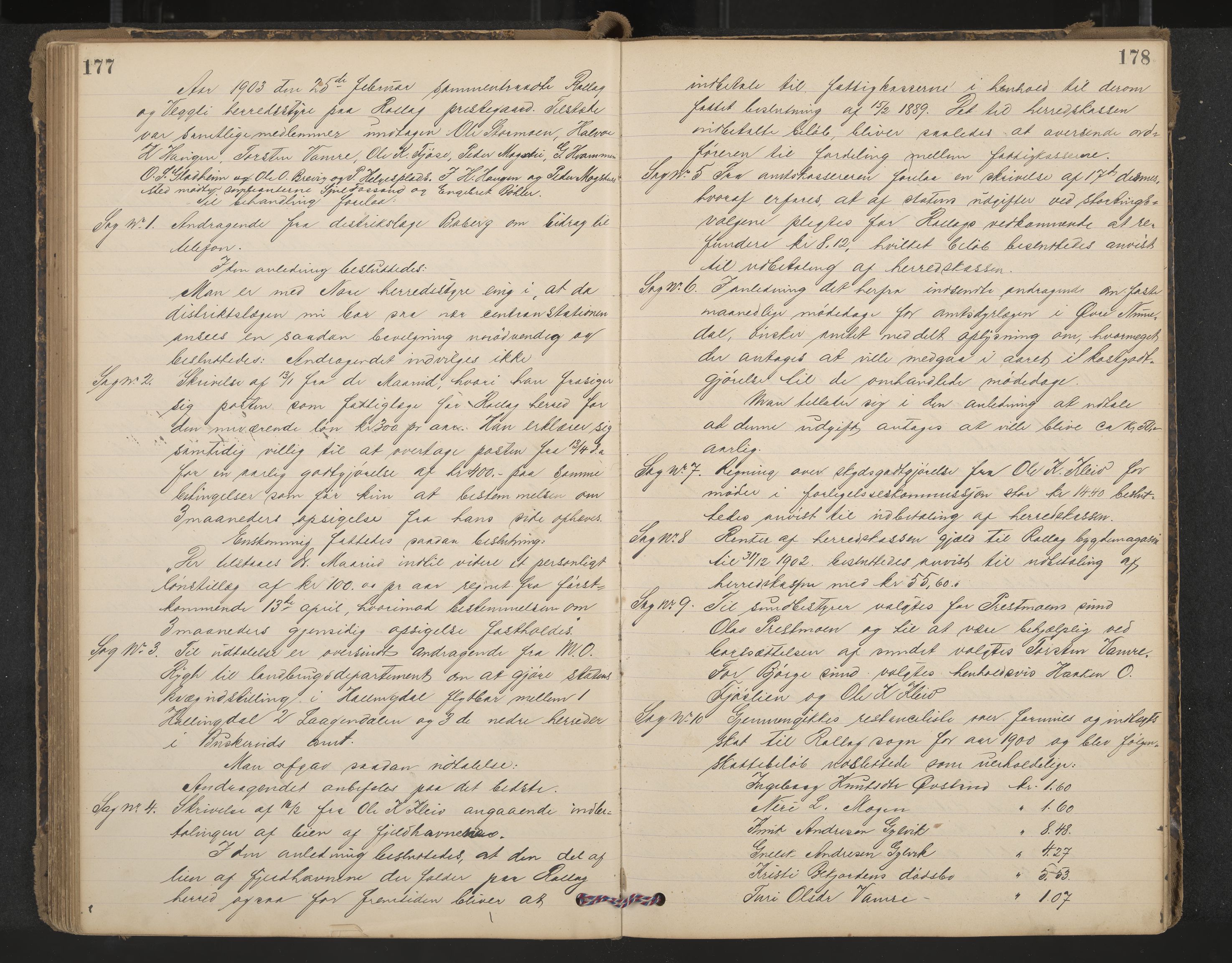 Rollag formannskap og sentraladministrasjon, IKAK/0632021-2/A/Aa/L0004: Møtebok, 1897-1909, p. 177-178