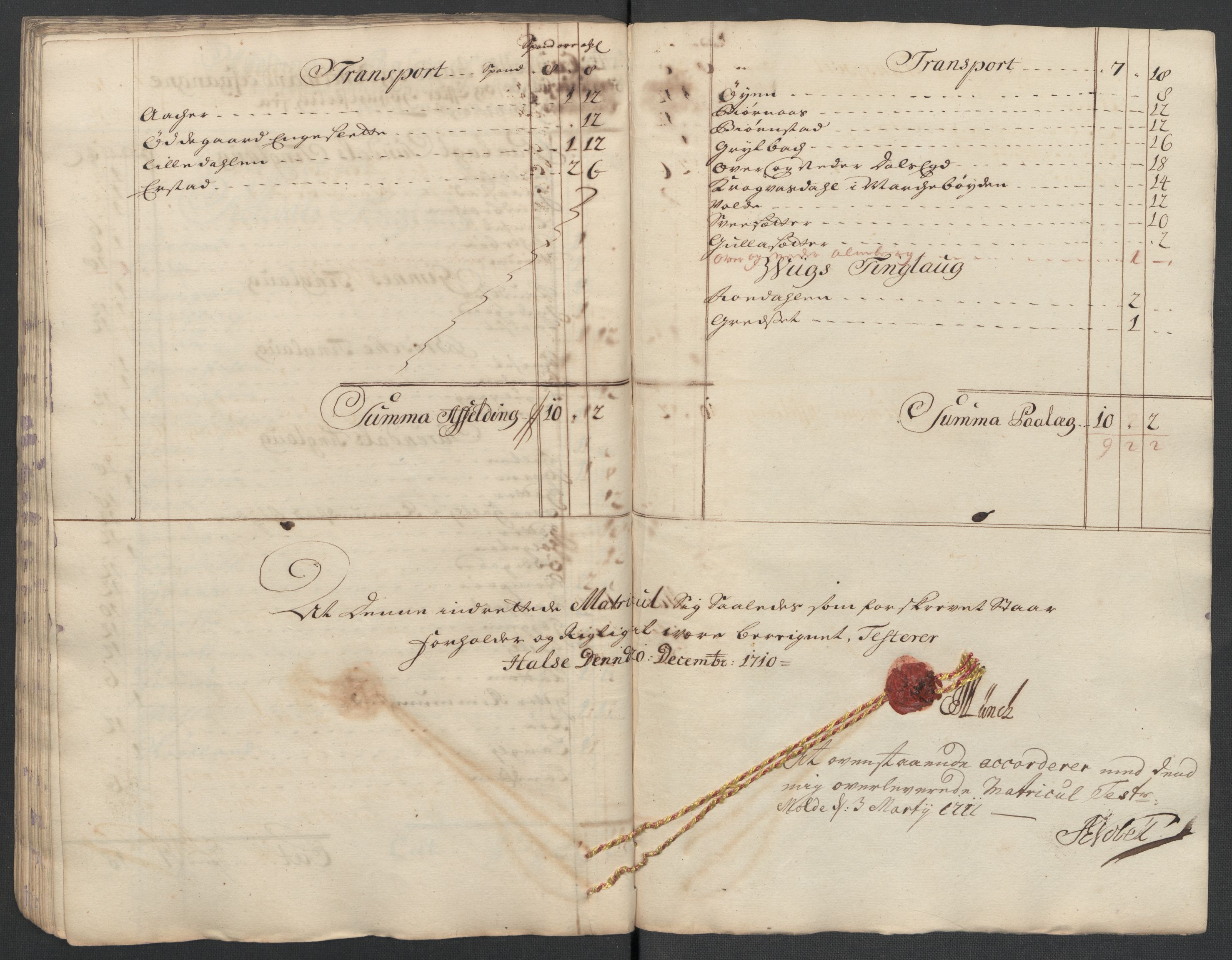 Rentekammeret inntil 1814, Reviderte regnskaper, Fogderegnskap, RA/EA-4092/R56/L3744: Fogderegnskap Nordmøre, 1709-1710, p. 247