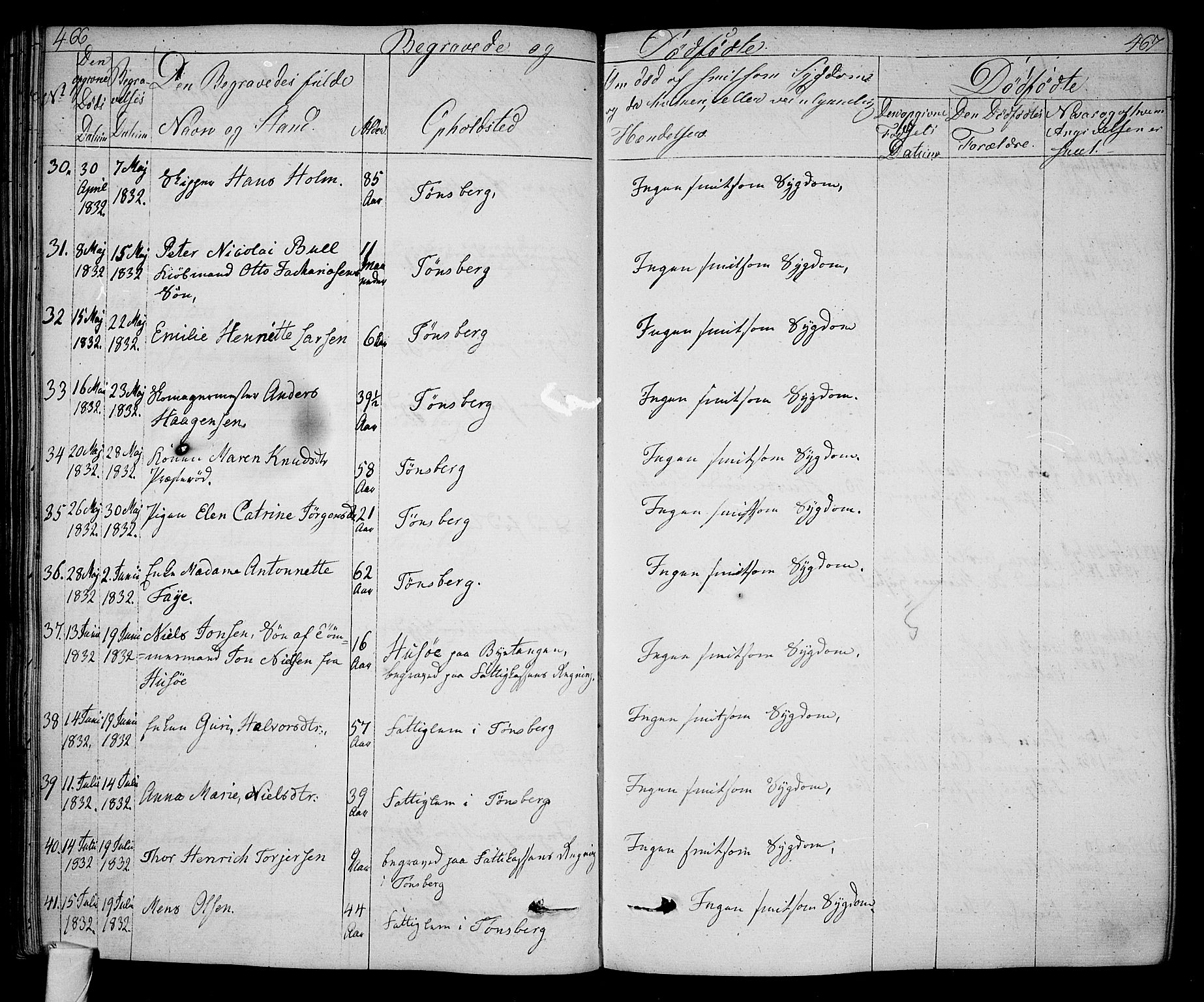 Tønsberg kirkebøker, AV/SAKO-A-330/F/Fa/L0005: Parish register (official) no. I 5, 1827-1836, p. 466-467