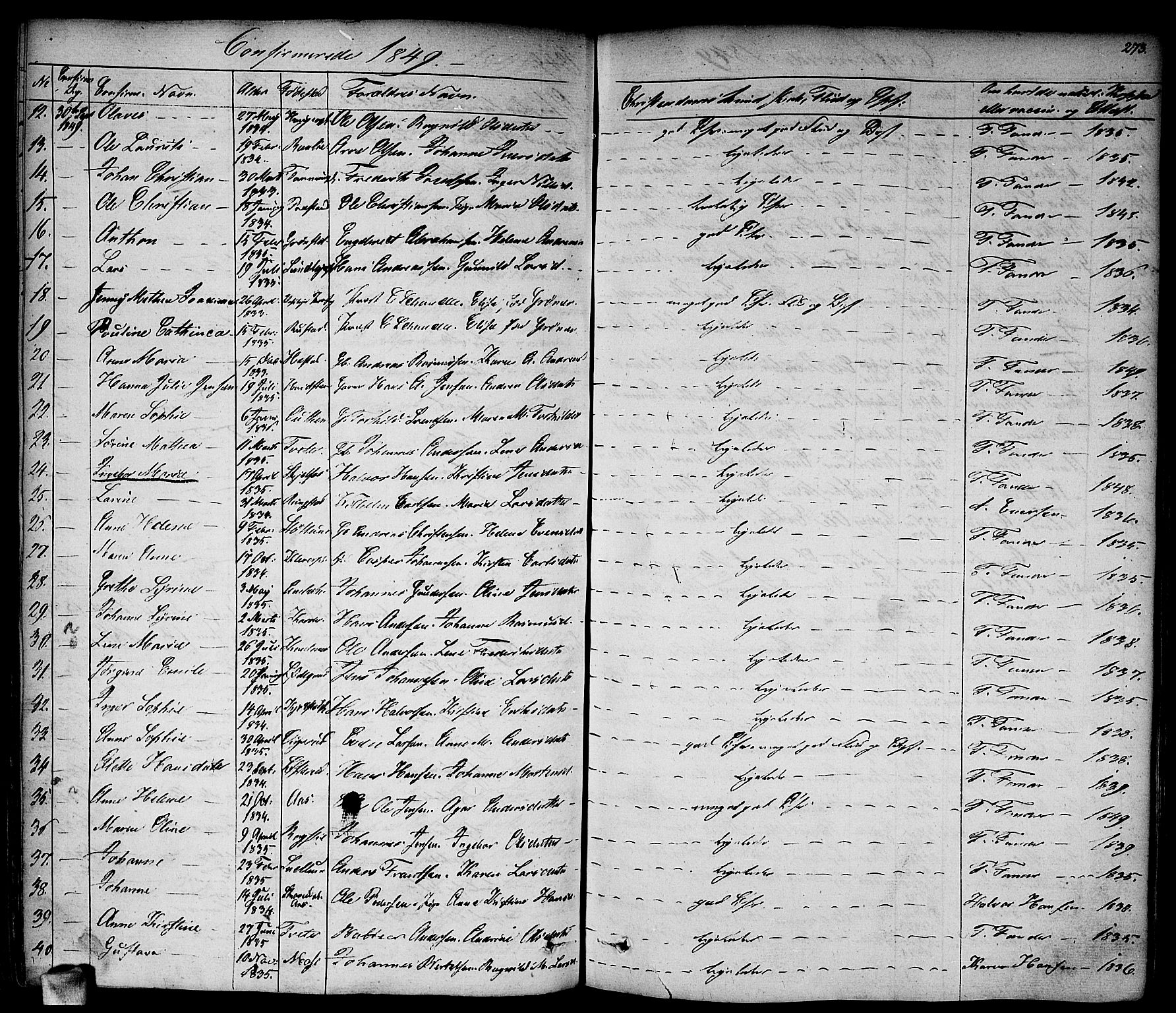 Vestby prestekontor Kirkebøker, AV/SAO-A-10893/F/Fa/L0006: Parish register (official) no. I 6, 1827-1849, p. 273