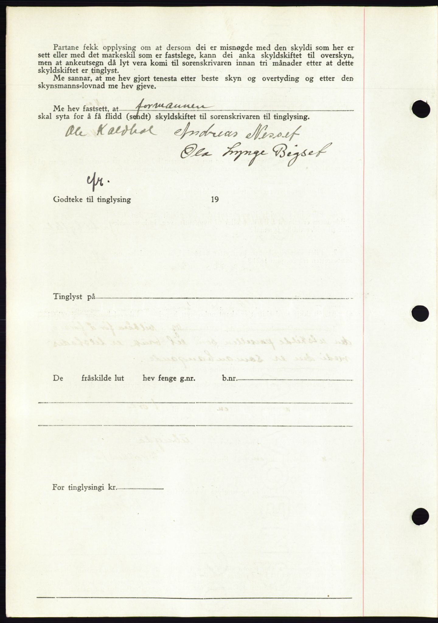 Søre Sunnmøre sorenskriveri, AV/SAT-A-4122/1/2/2C/L0076: Mortgage book no. 2A, 1943-1944, Diary no: : 726/1944