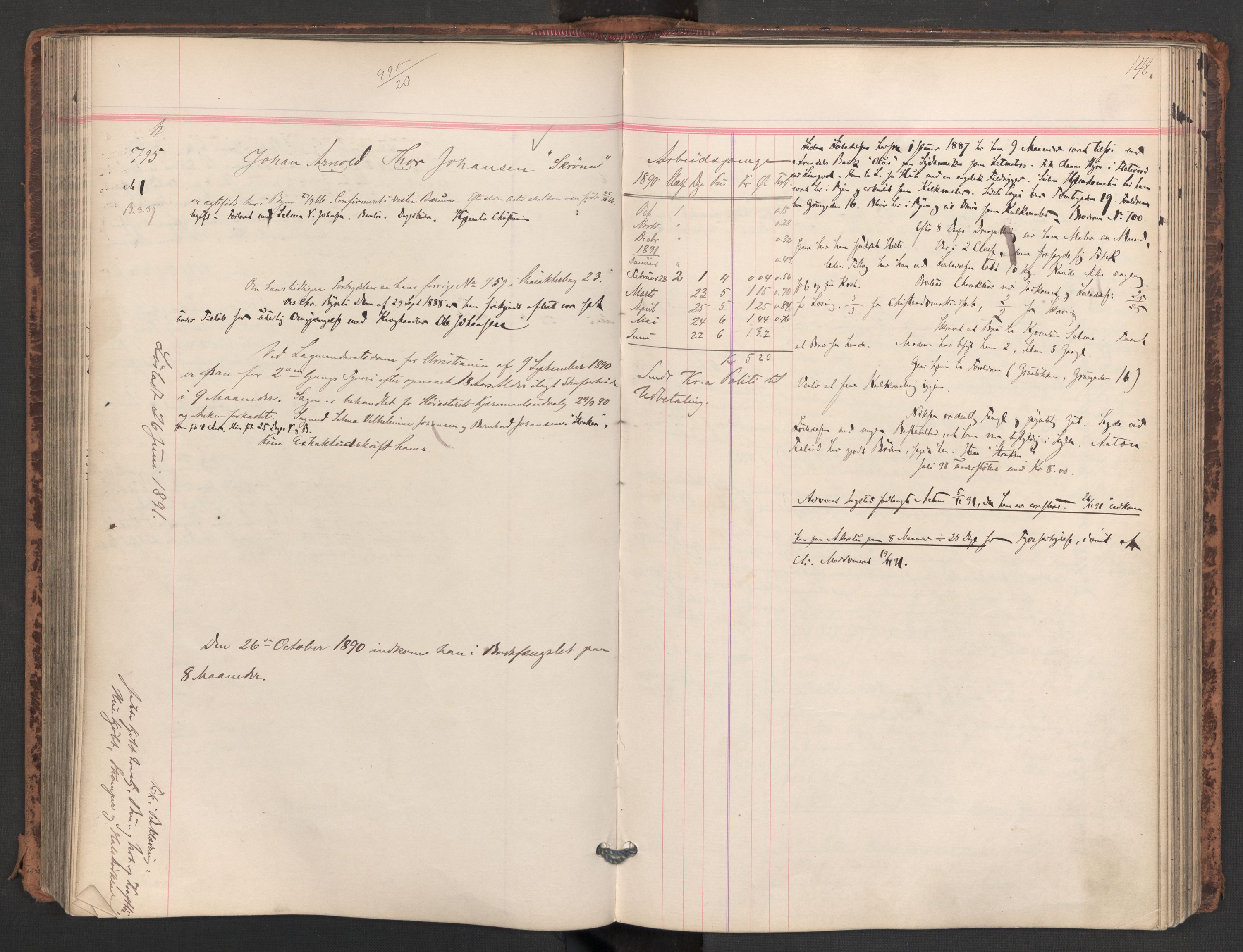 Botsfengslet, AV/RA-S-1539/D/Db/Dbb/L0026: 648h - 930h, 1889-1891, p. 148