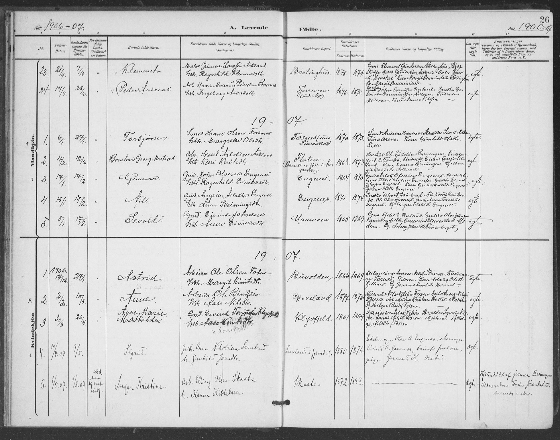 Åmli sokneprestkontor, AV/SAK-1111-0050/F/Fa/Fac/L0012: Parish register (official) no. A 12, 1900-1914, p. 26