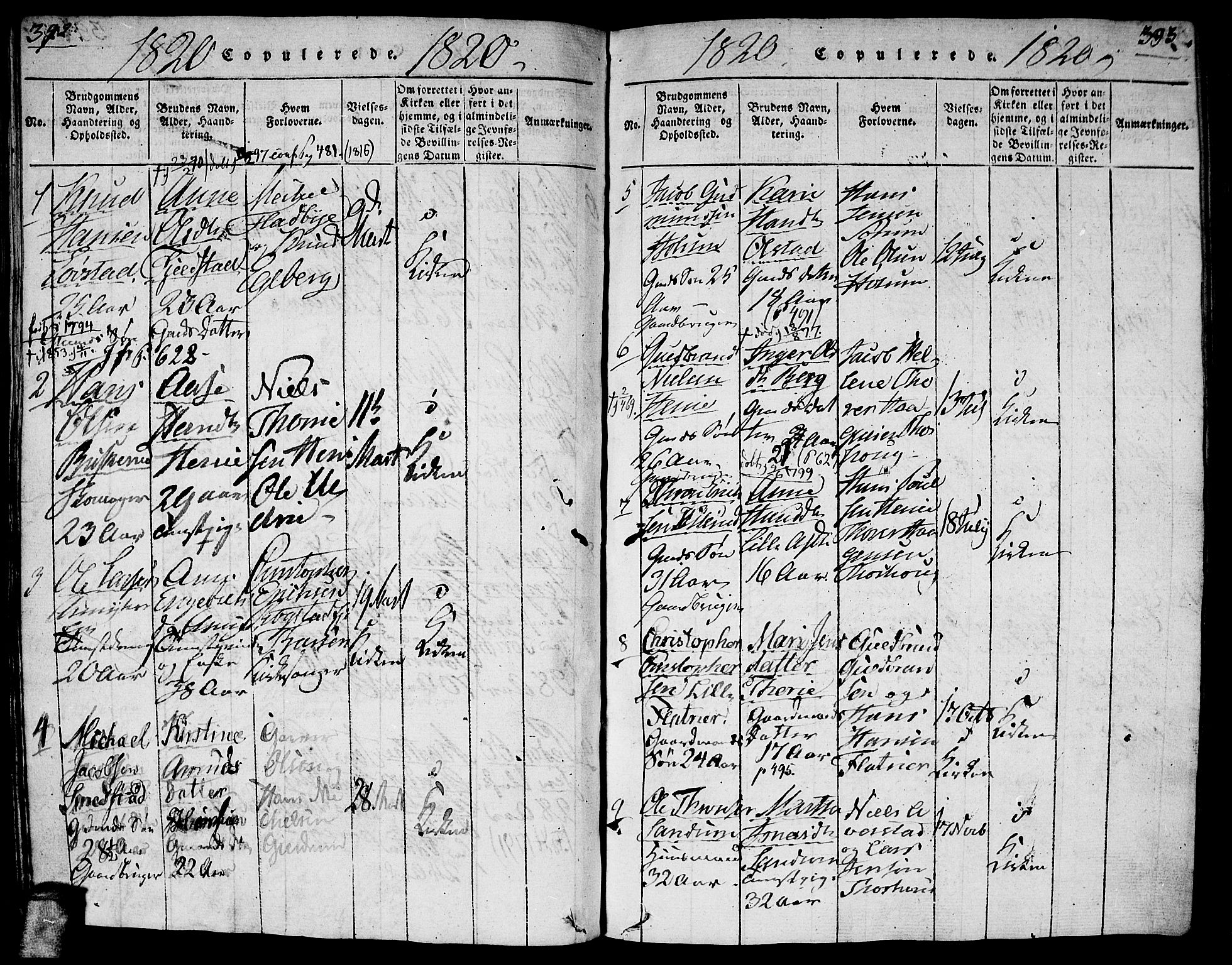 Gjerdrum prestekontor Kirkebøker, SAO/A-10412b/G/Ga/L0001: Parish register (copy) no. I 1, 1816-1837, p. 392-393