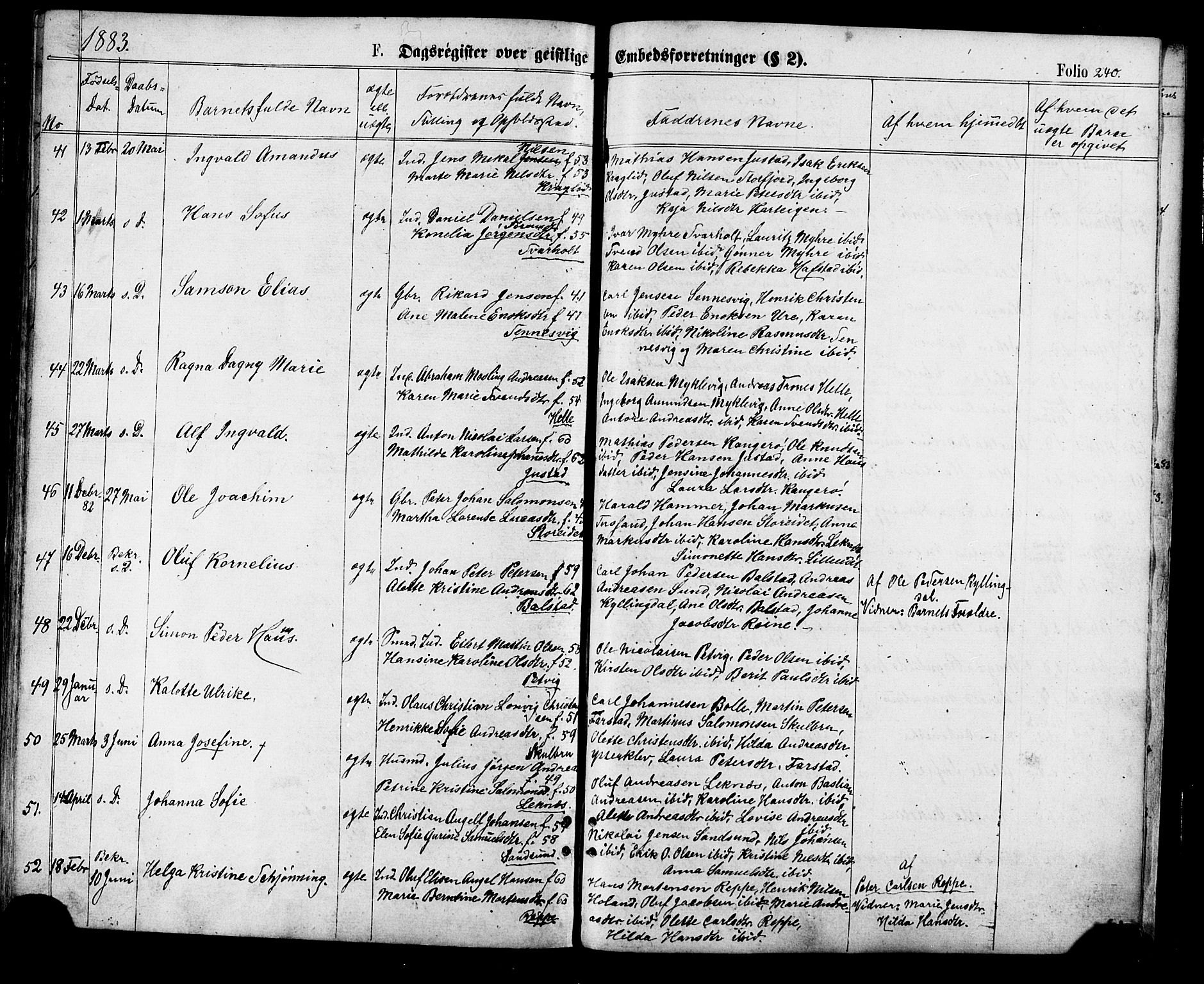 Ministerialprotokoller, klokkerbøker og fødselsregistre - Nordland, AV/SAT-A-1459/881/L1166: Parish register (copy) no. 881C03, 1876-1885, p. 240