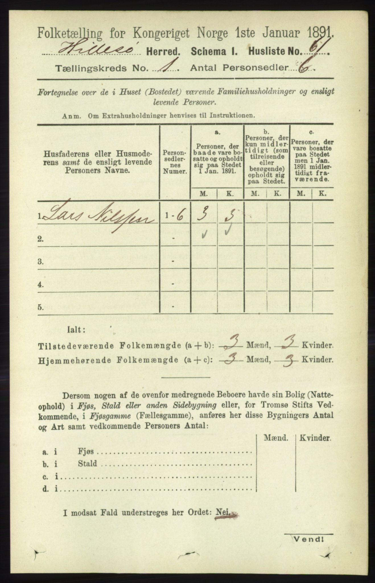 RA, 1891 census for 1930 Hillesøy, 1891, p. 74