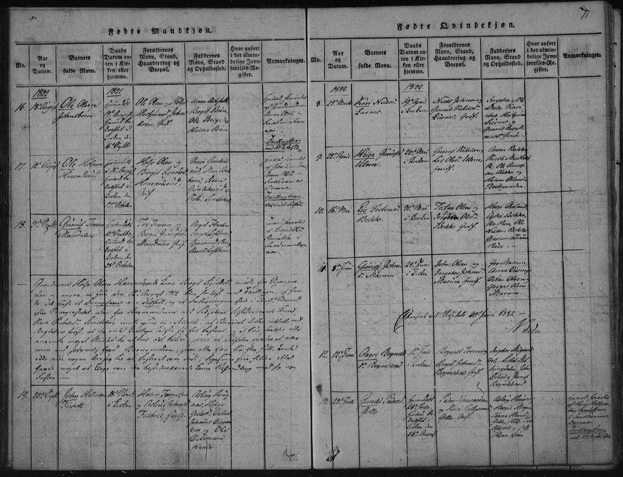 Tinn kirkebøker, SAKO/A-308/F/Fa/L0004: Parish register (official) no. I 4, 1815-1843, p. 70b-71a