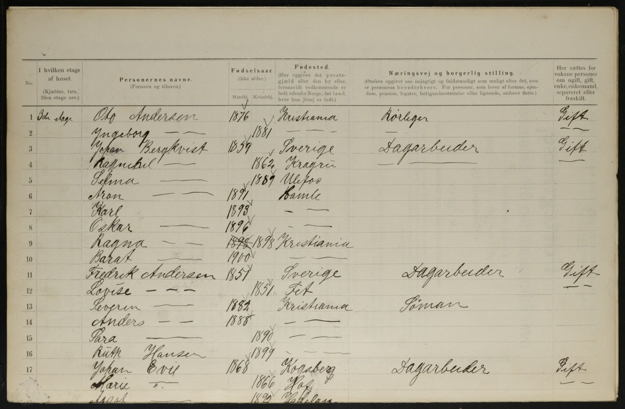 OBA, Municipal Census 1901 for Kristiania, 1901, p. 737