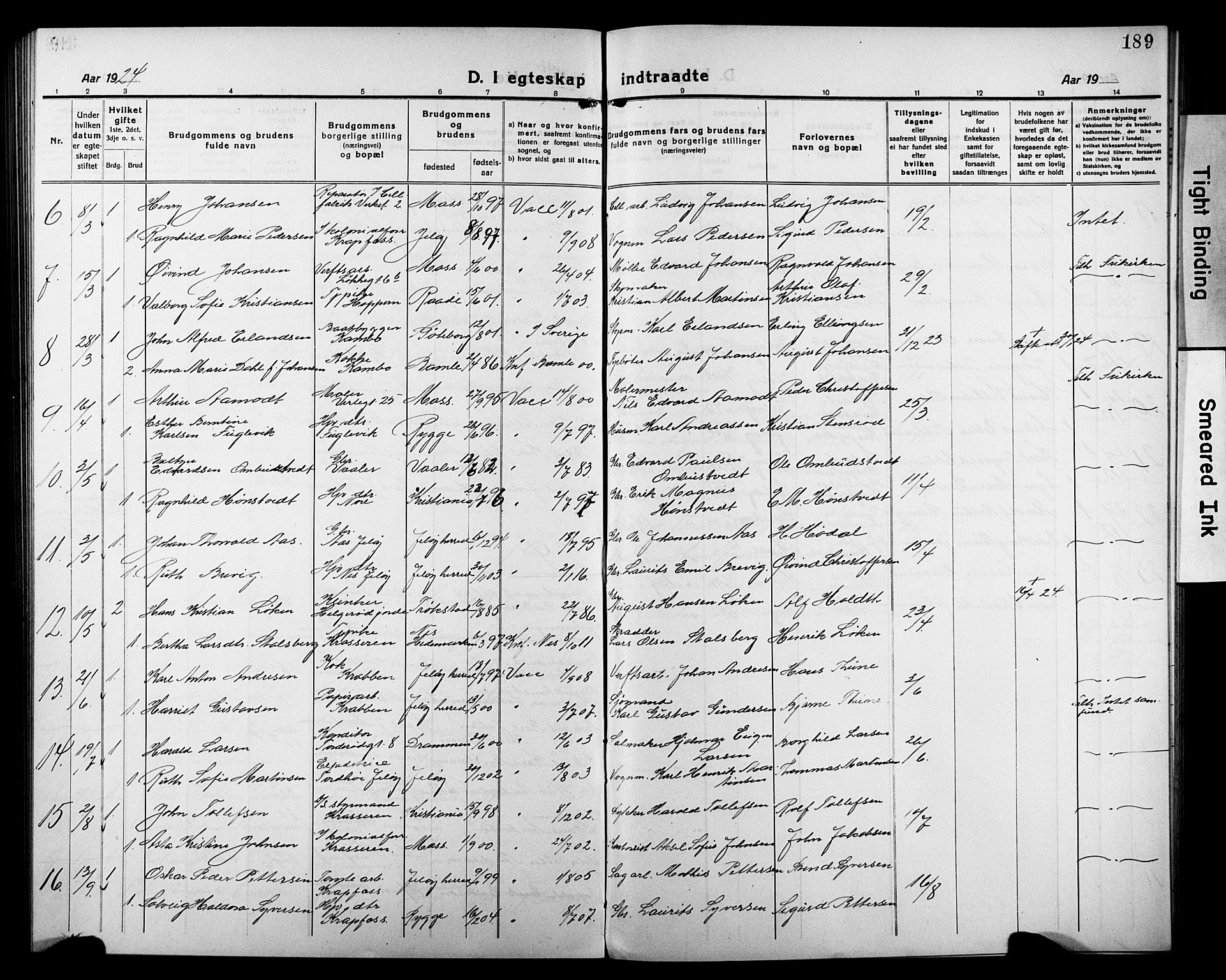Moss prestekontor Kirkebøker, AV/SAO-A-2003/G/Gb/L0004: Parish register (copy) no. II 4, 1920-1932, p. 189