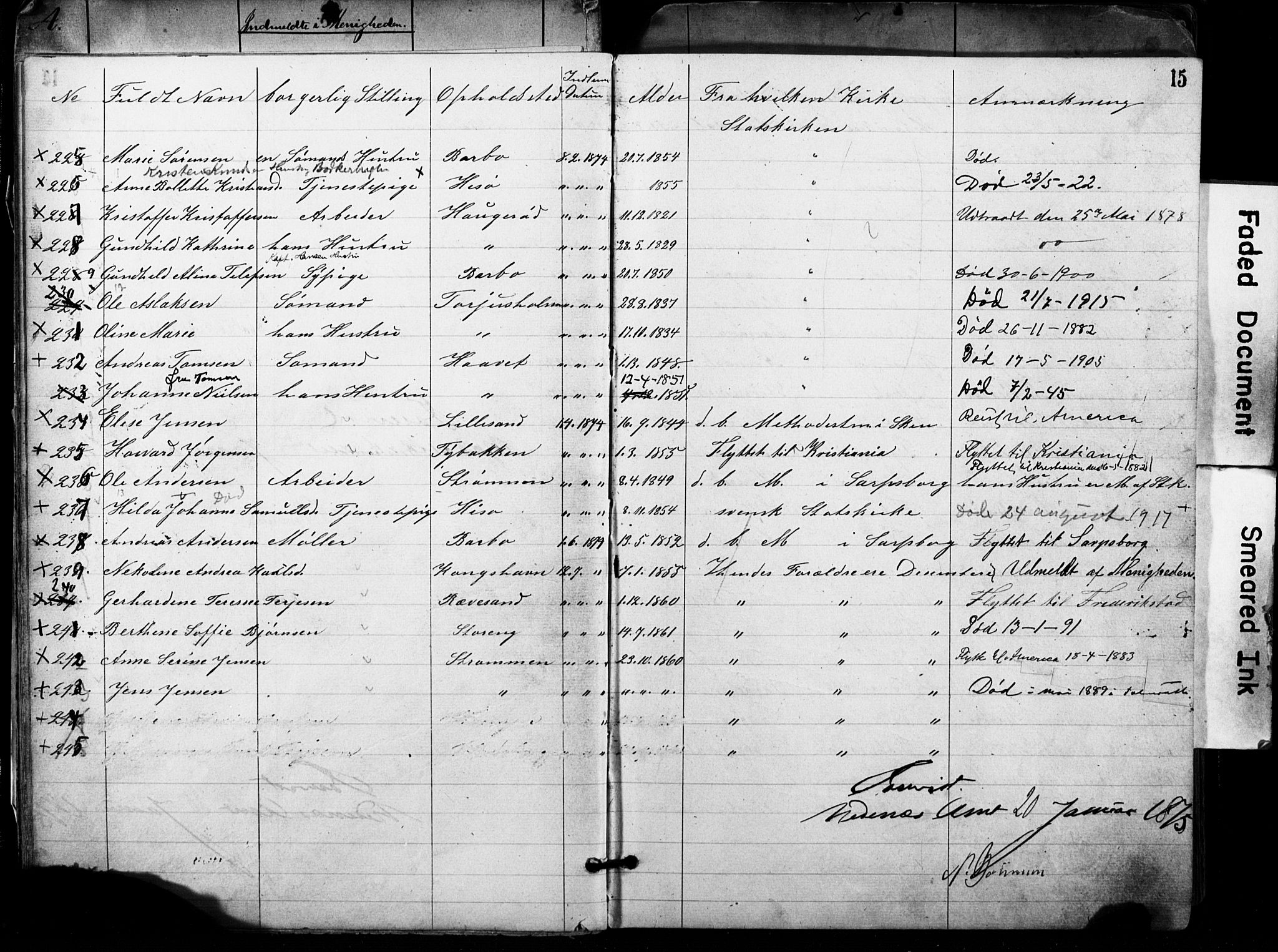 Metodistmenigheten, Arendal, AV/SAK-1292-0011/F/Fa/L0001: Dissenter register no. F-2, 1867-1879, p. 15