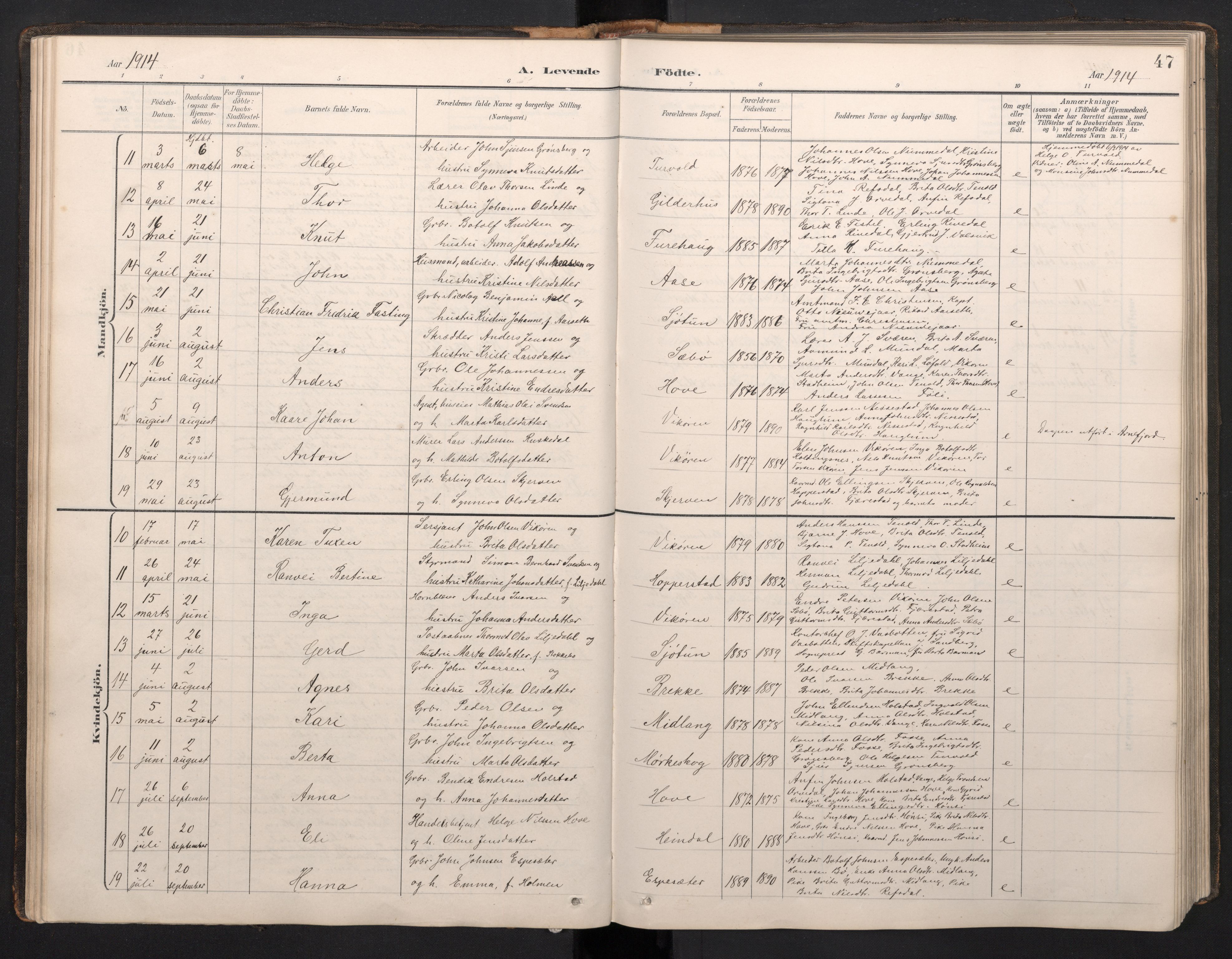 Vik sokneprestembete, SAB/A-81501: Parish register (copy) no. A 4, 1895-1914, p. 46b-47a