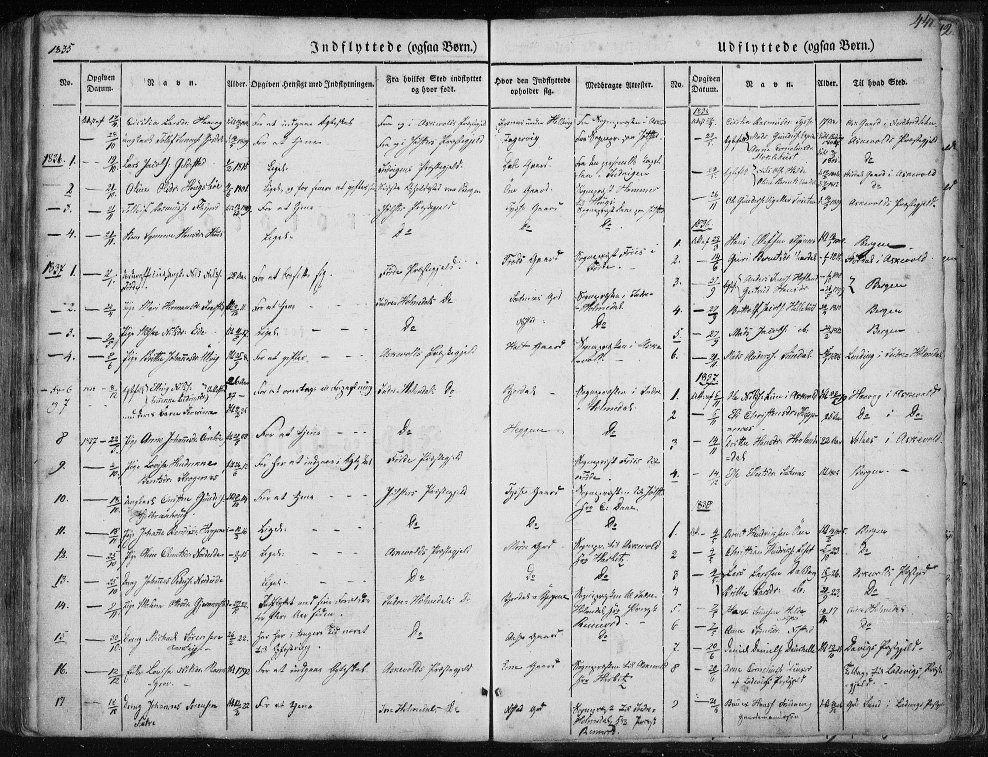 Fjaler sokneprestembete, SAB/A-79801/H/Haa/Haaa/L0006: Parish register (official) no. A 6, 1835-1884, p. 441