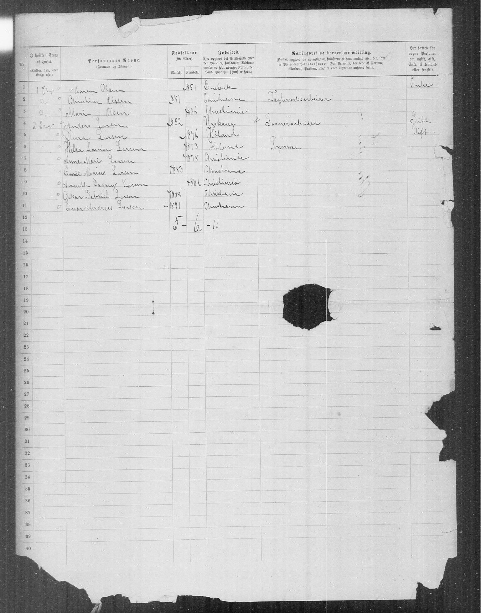 OBA, Municipal Census 1899 for Kristiania, 1899, p. 16539