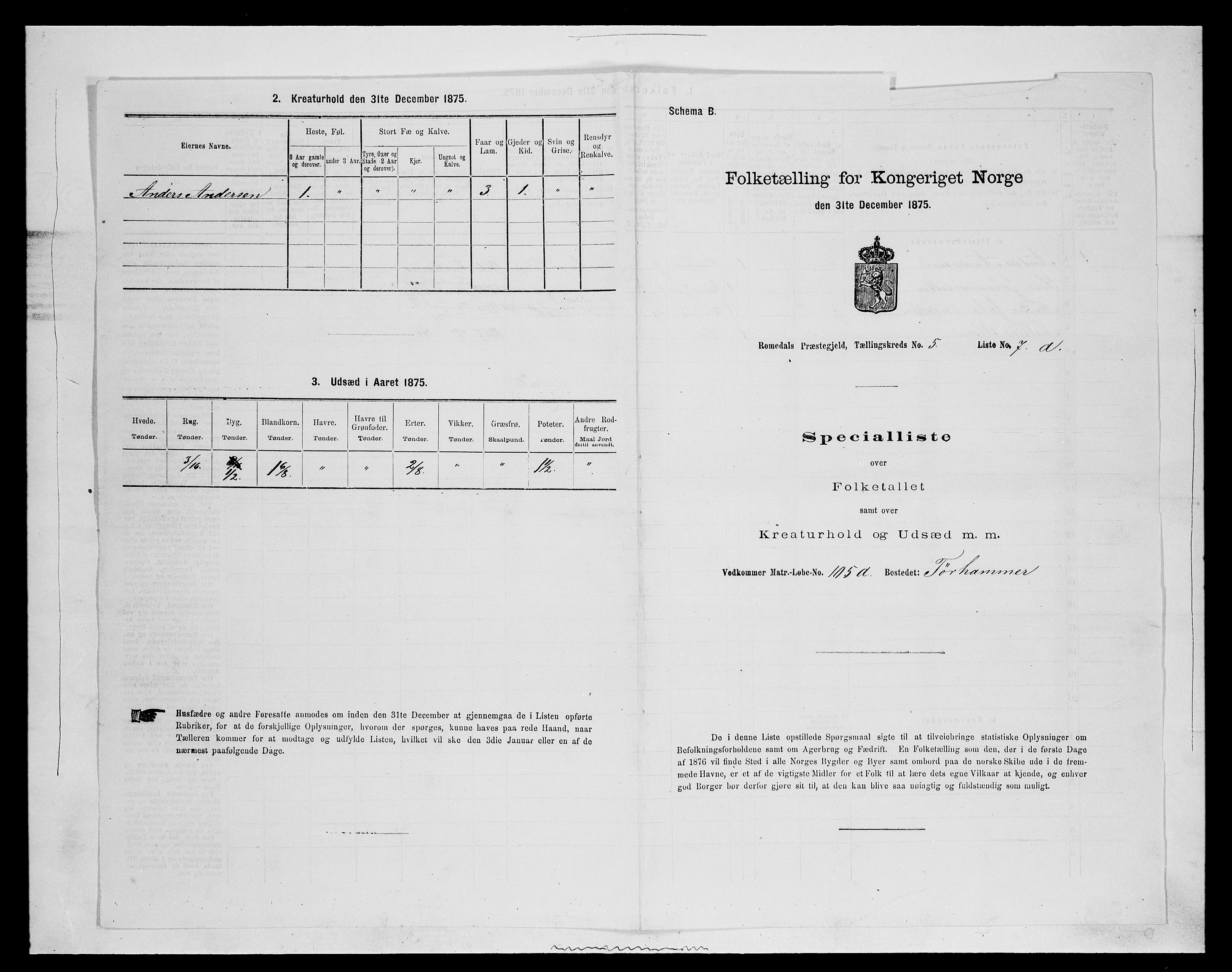 SAH, 1875 census for 0416P Romedal, 1875, p. 729