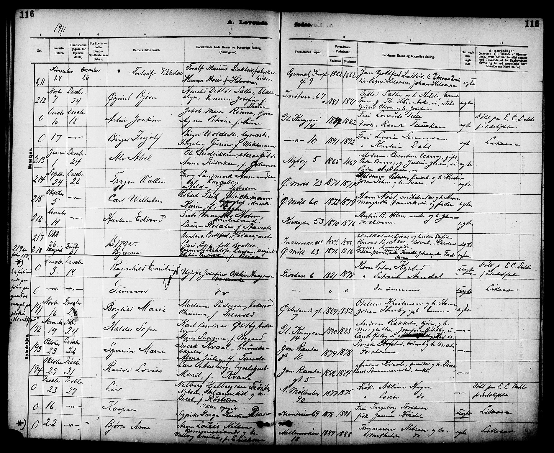 Ministerialprotokoller, klokkerbøker og fødselsregistre - Sør-Trøndelag, SAT/A-1456/605/L0254: Parish register (copy) no. 605C01, 1908-1916, p. 116