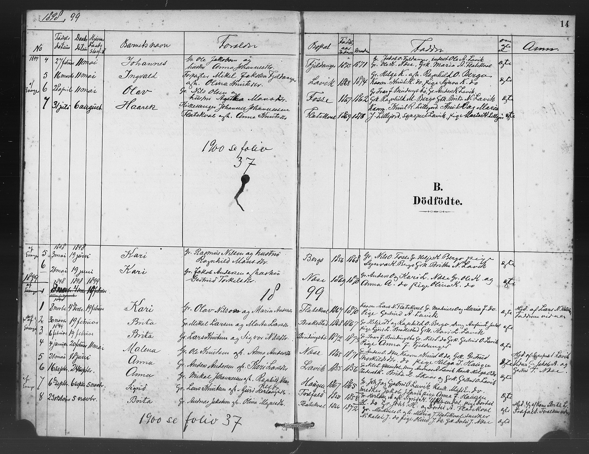 Vaksdal Sokneprestembete, SAB/A-78901/H/Haa: Parish register (official) no. C 1, 1881-1900, p. 14
