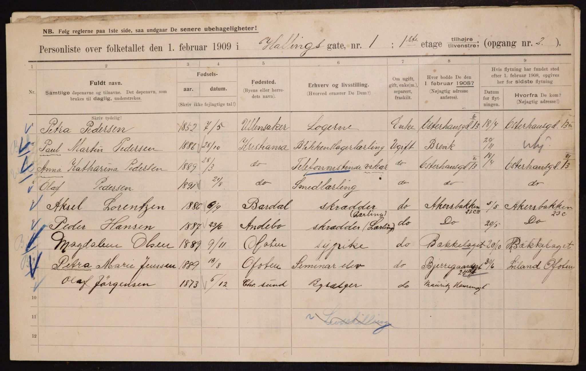 OBA, Municipal Census 1909 for Kristiania, 1909, p. 30894