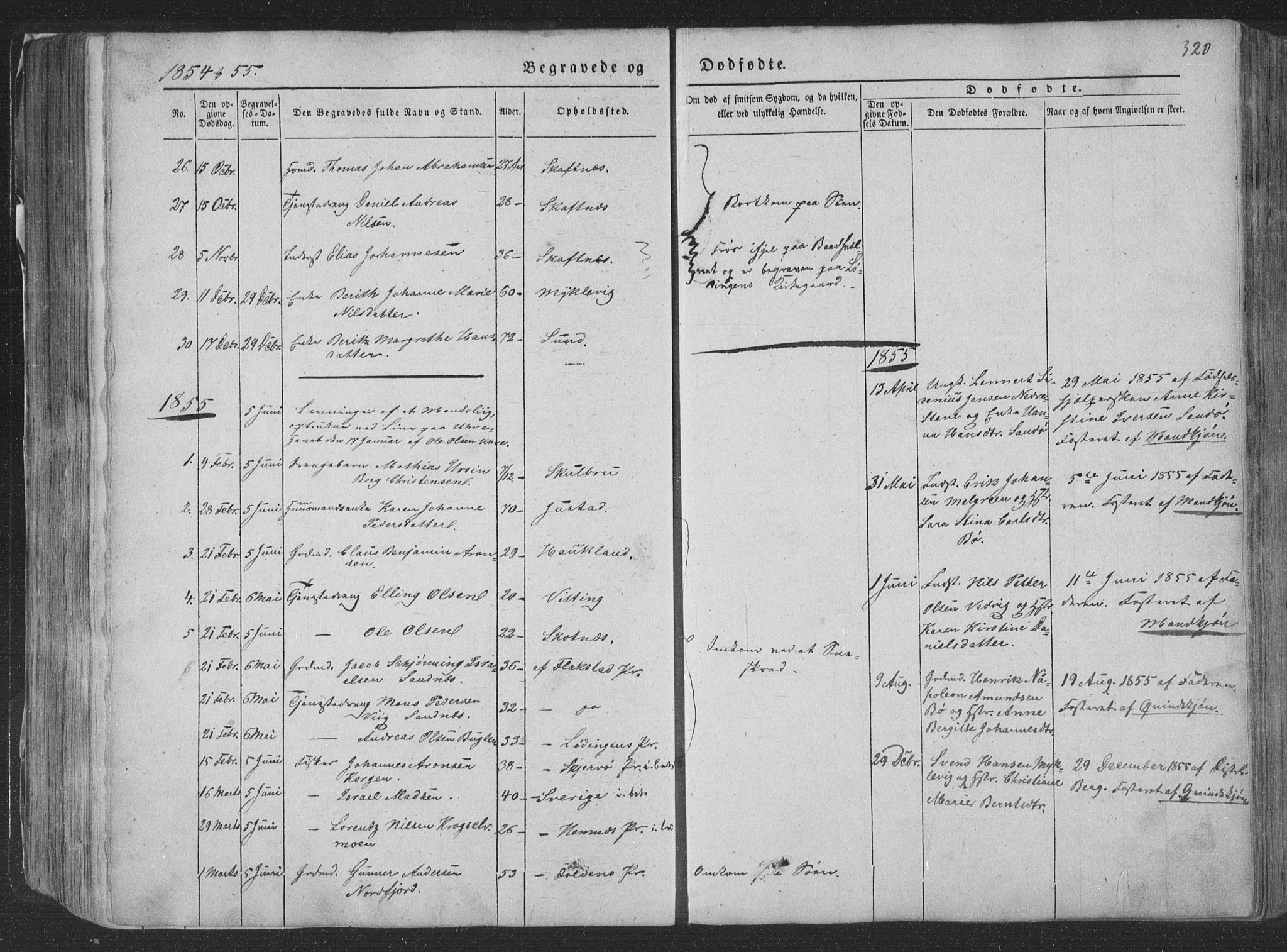 Ministerialprotokoller, klokkerbøker og fødselsregistre - Nordland, AV/SAT-A-1459/881/L1165: Parish register (copy) no. 881C02, 1854-1876, p. 320