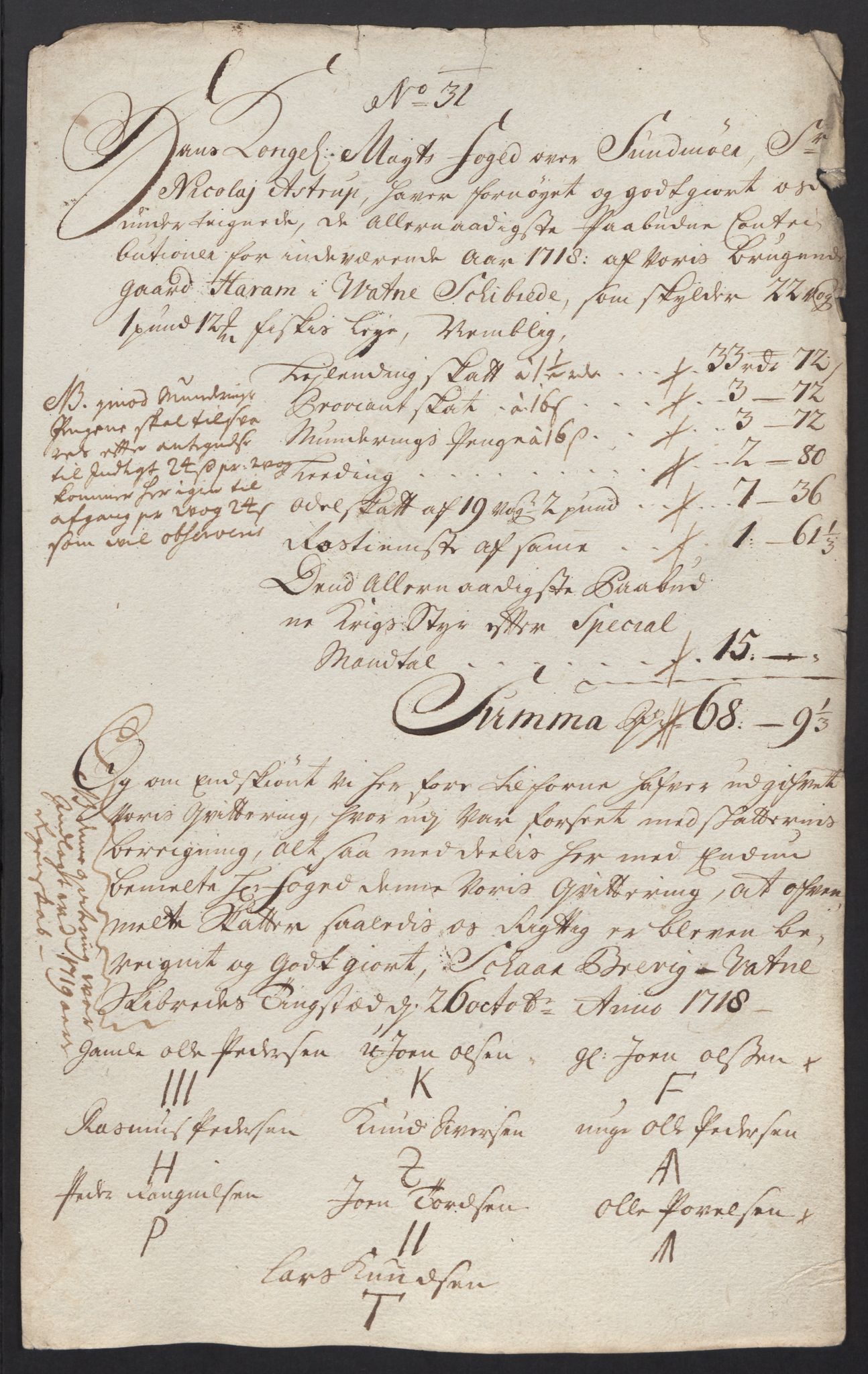 Rentekammeret inntil 1814, Reviderte regnskaper, Fogderegnskap, RA/EA-4092/R54/L3570: Fogderegnskap Sunnmøre, 1718, p. 177
